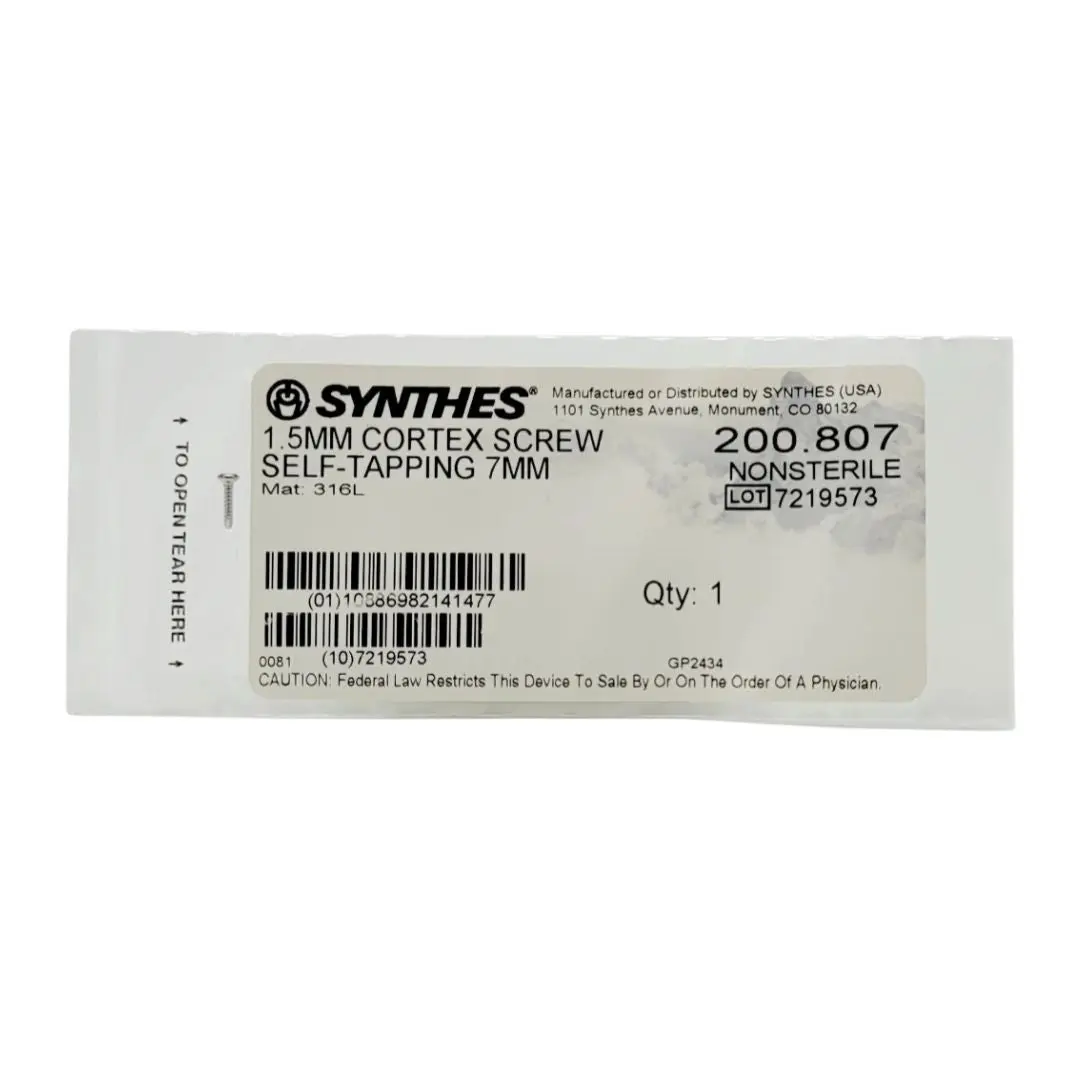Synthes 200.807 1.5mm Cortex Screw Self-tapping 7mm