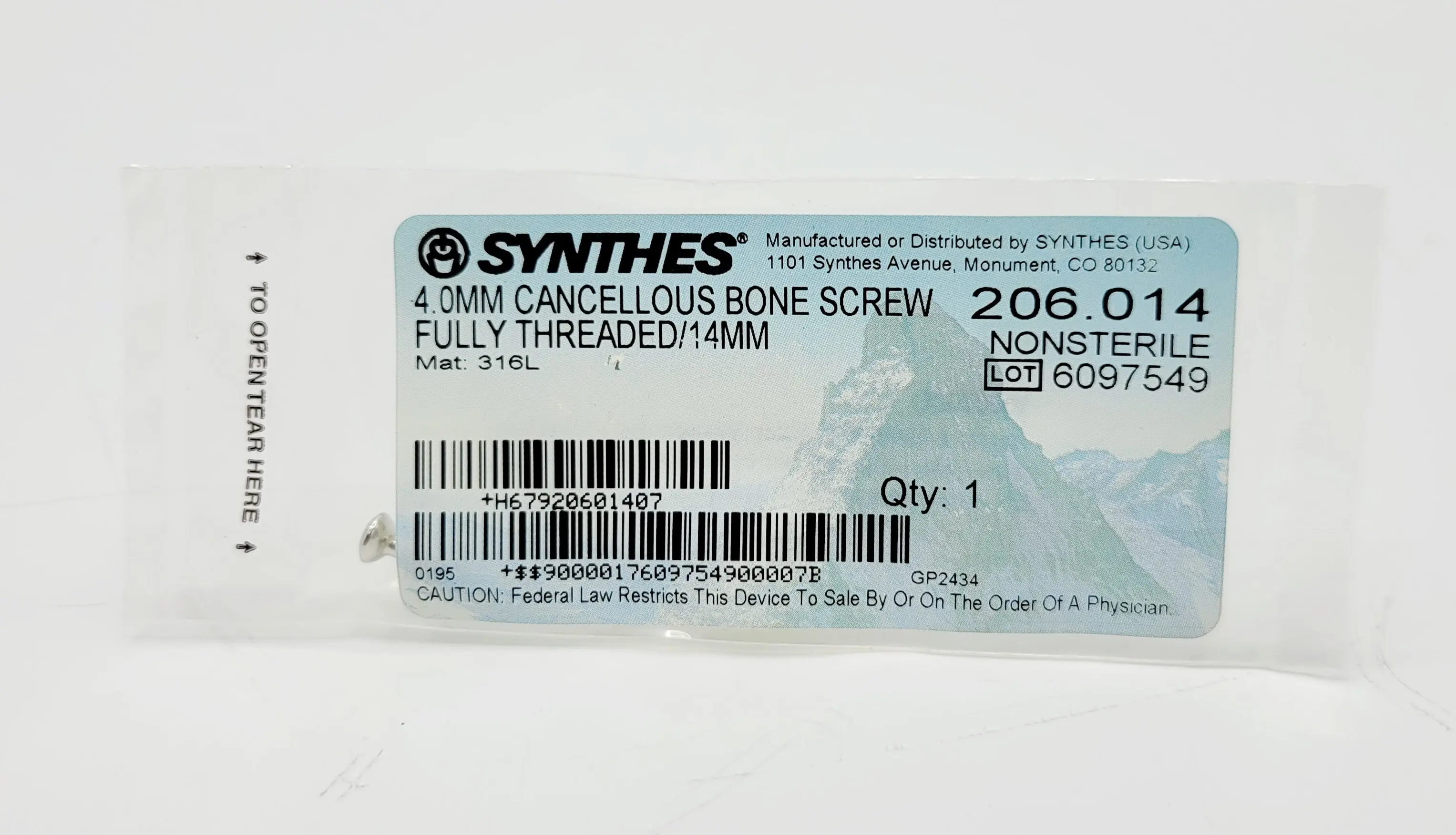Synthes 206.014 4.0mm Cancellous Bone Screw Fully Threaded/14mm - Image 2