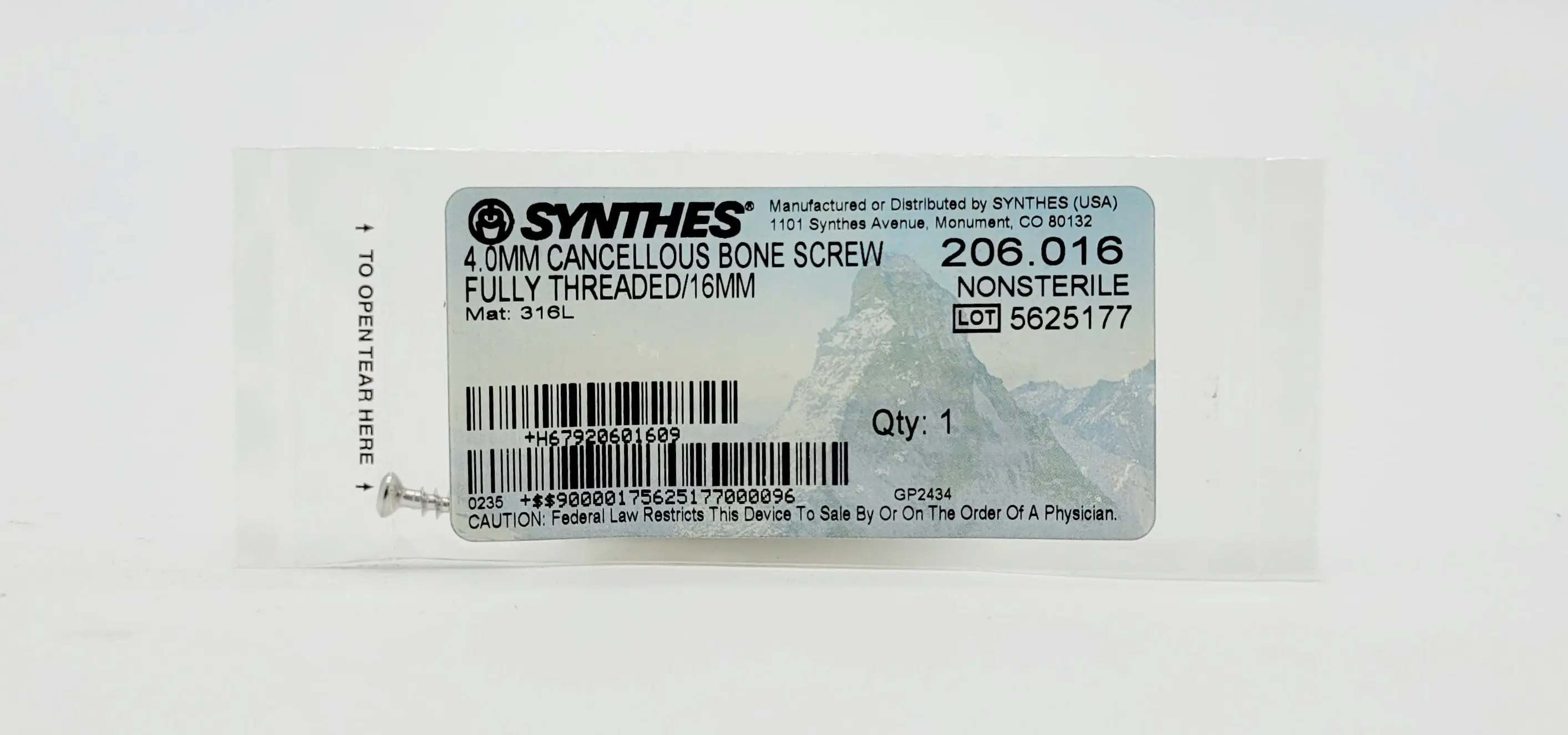 Synthes 206.016 4.0mm Cancellous Bone Screw Fully Threaded/16mm - Image 2