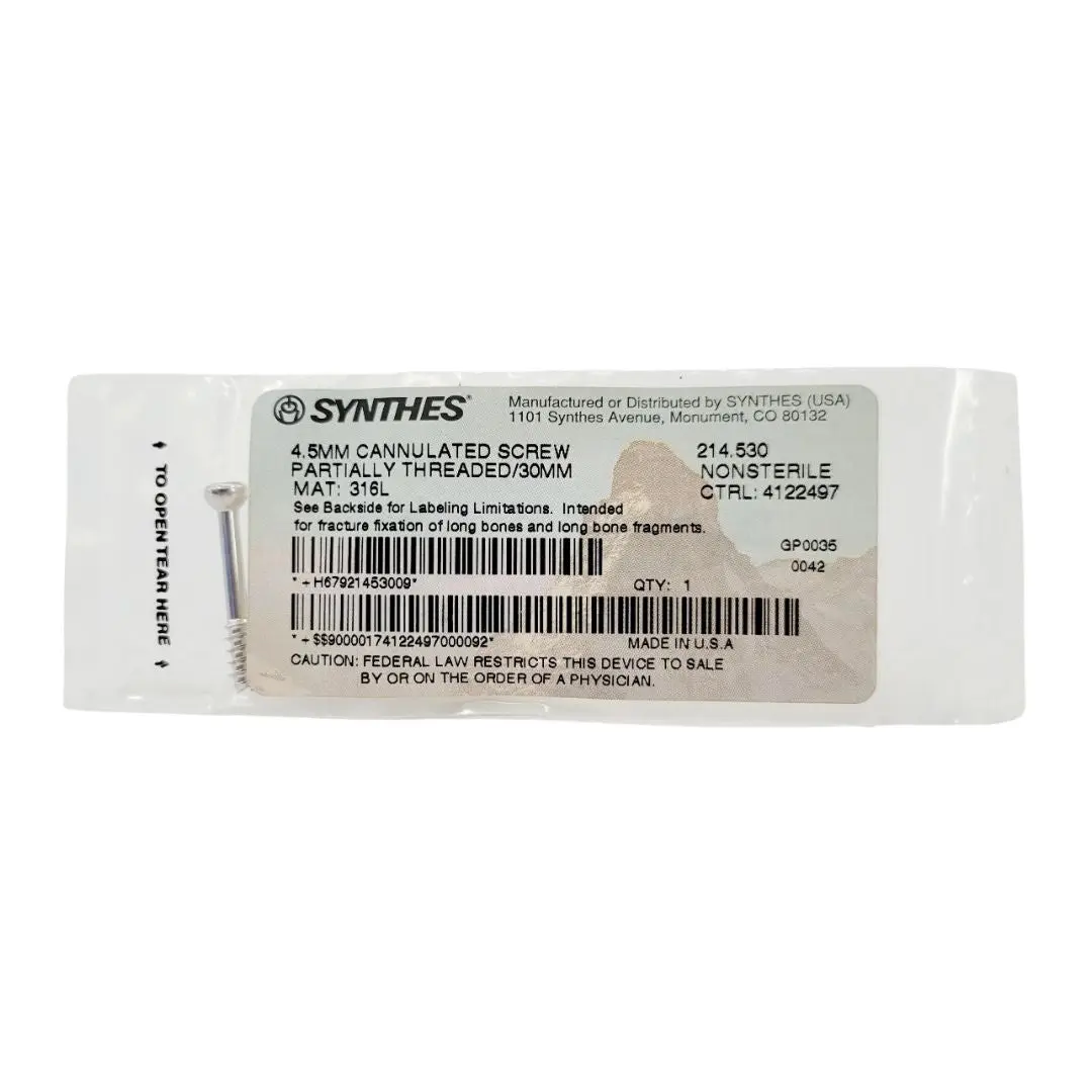 Synthes 214.530 4.5mm Cannulated Screw Partially Threaded/30mm