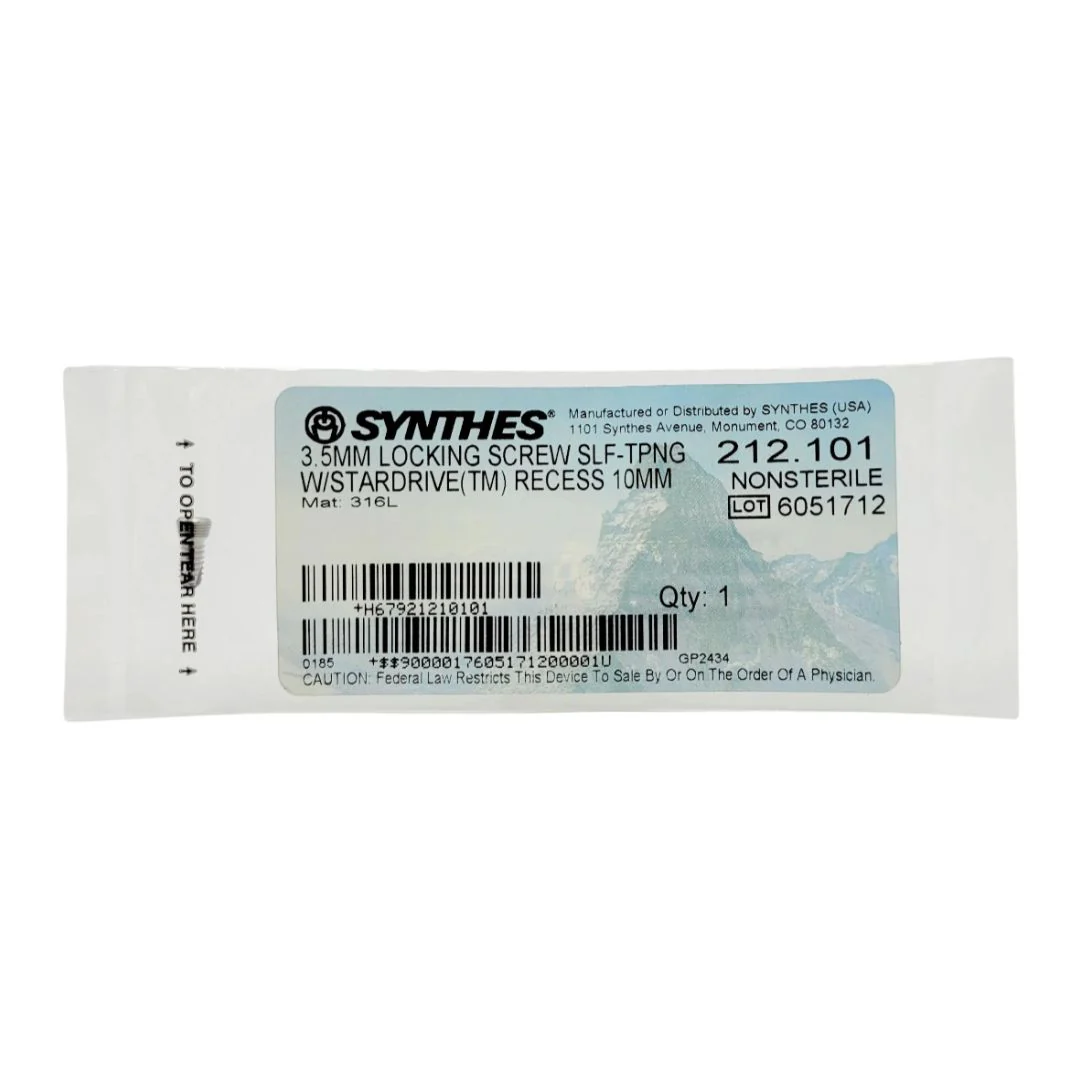 Synthes 212.101 3.5mm Locking Screw Self-Tapping w/ Stardrive Recess 10mm
