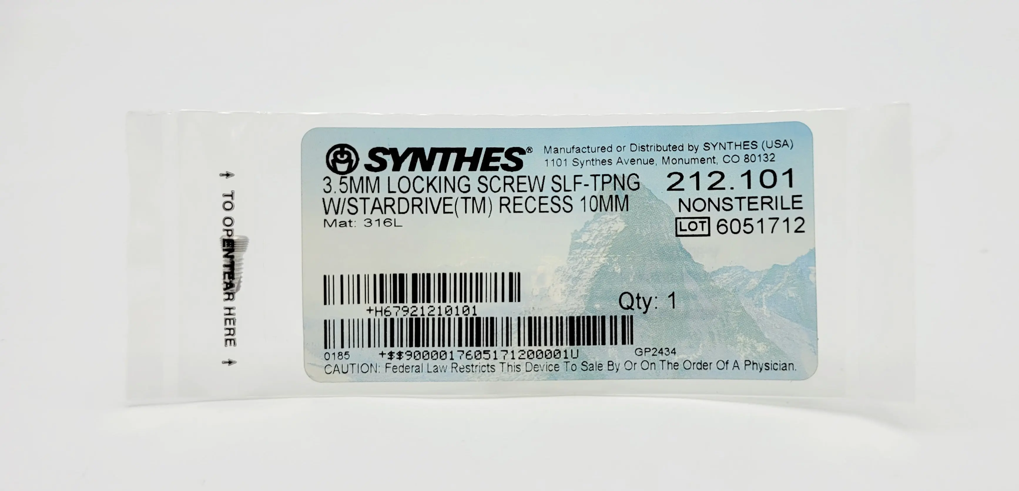 Synthes 212.101 3.5mm Locking Screw Self-Tapping w/ Stardrive Recess 10mm - Image 2