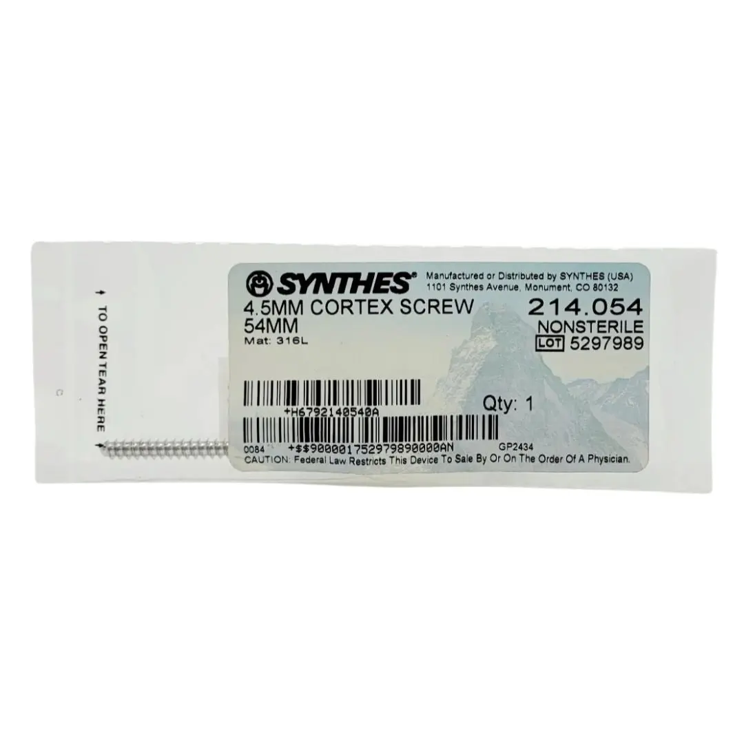 Synthes 214.054 4.5 dia. x 54 mm Cortex Screw 54mm