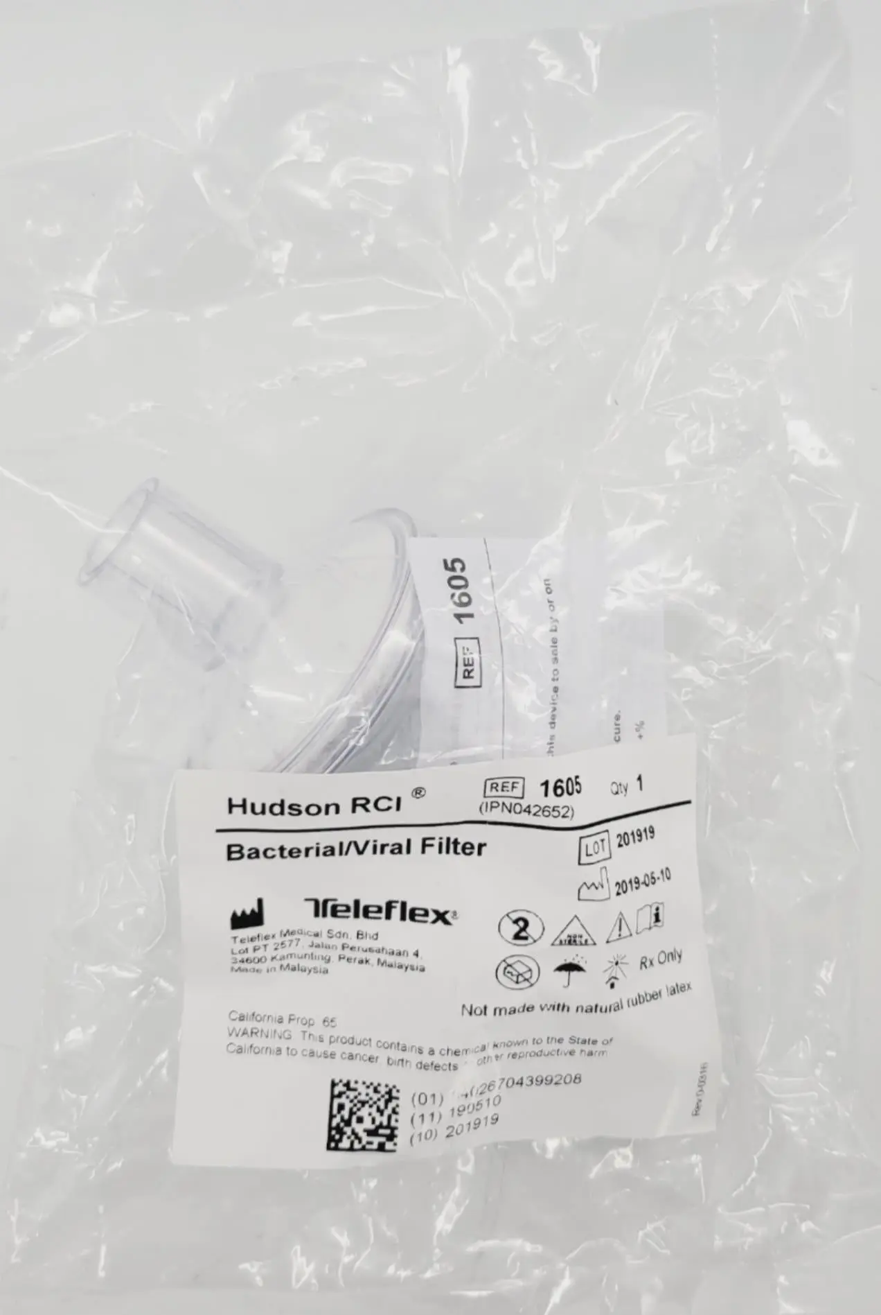 Teleflex 1605 Hudson RCI Bacterial Viral Filter 22 mm ID x 15 mm ID/22mm BX/50 - Image 4