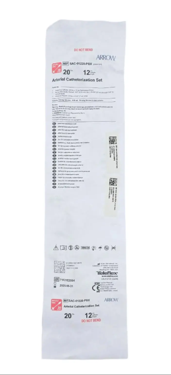 Arrow SAC-01220-PBX Arterial Catheterization Set 20Ga. 12cm Length