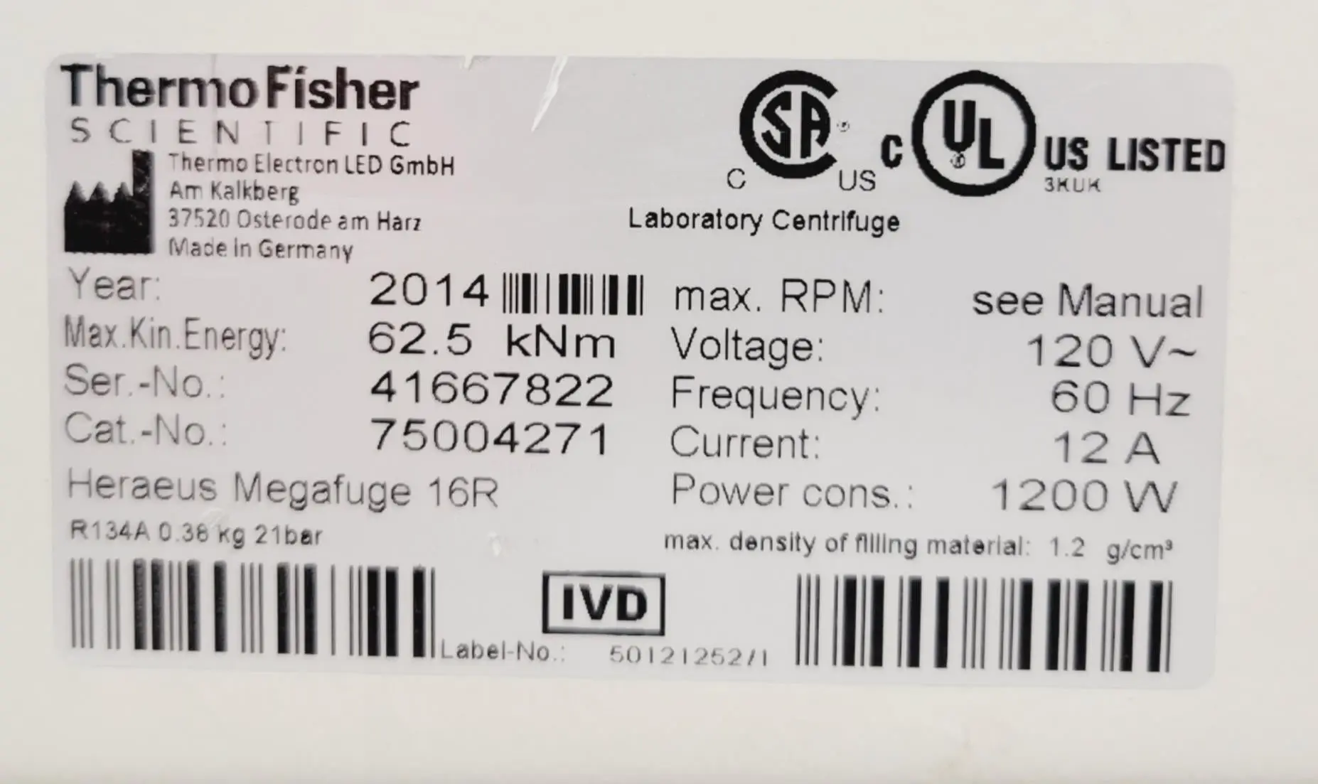 Thermo Fisher Scientific Heraeus Megafuge 16R Refrigerated Benchtop Centrifuge 75004271 - Image 3
