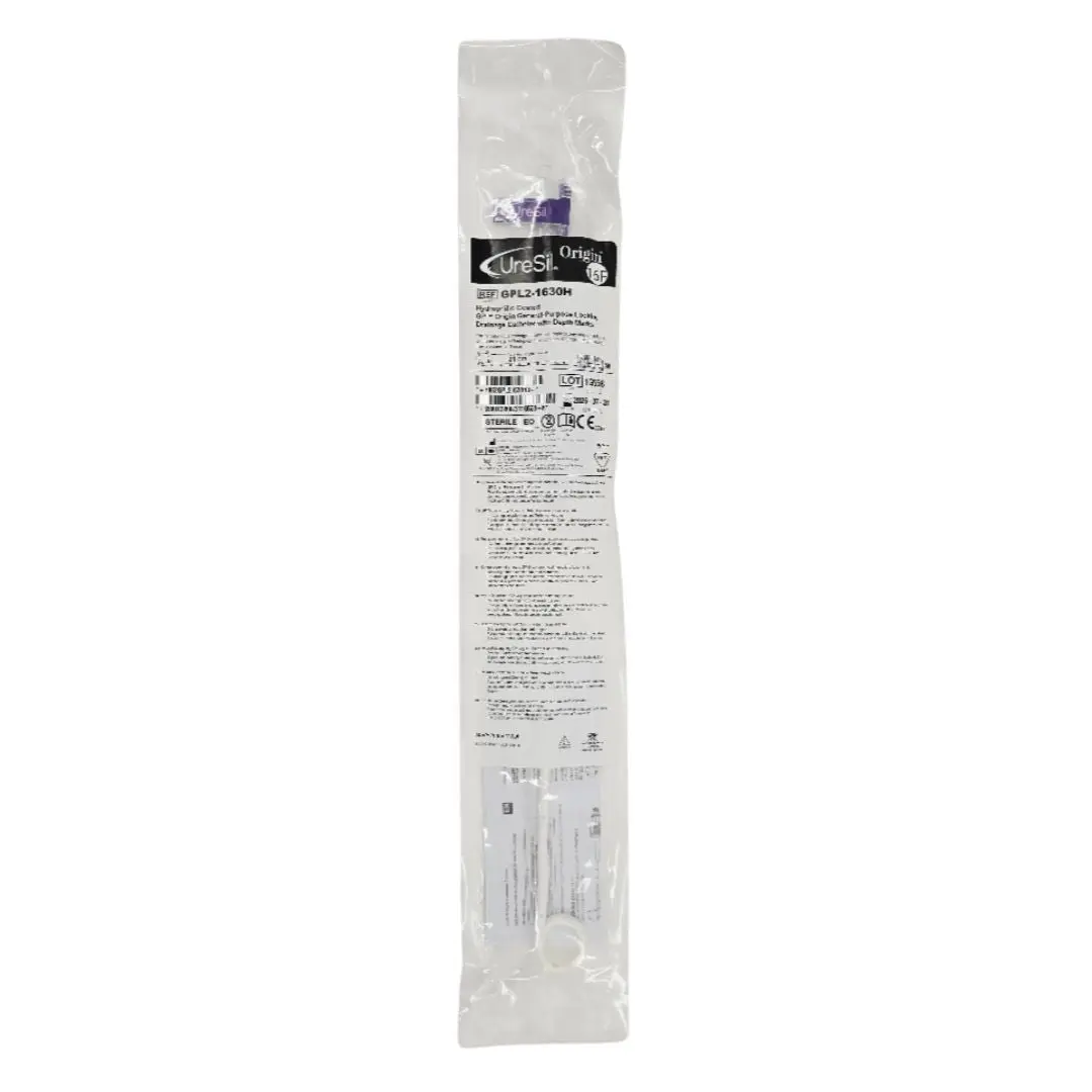 UreSil GPL2-1630H 16F Hydrophilic-Coated GP Origin General-Purpose Locking Drainage Catheter w/ Depth Marks