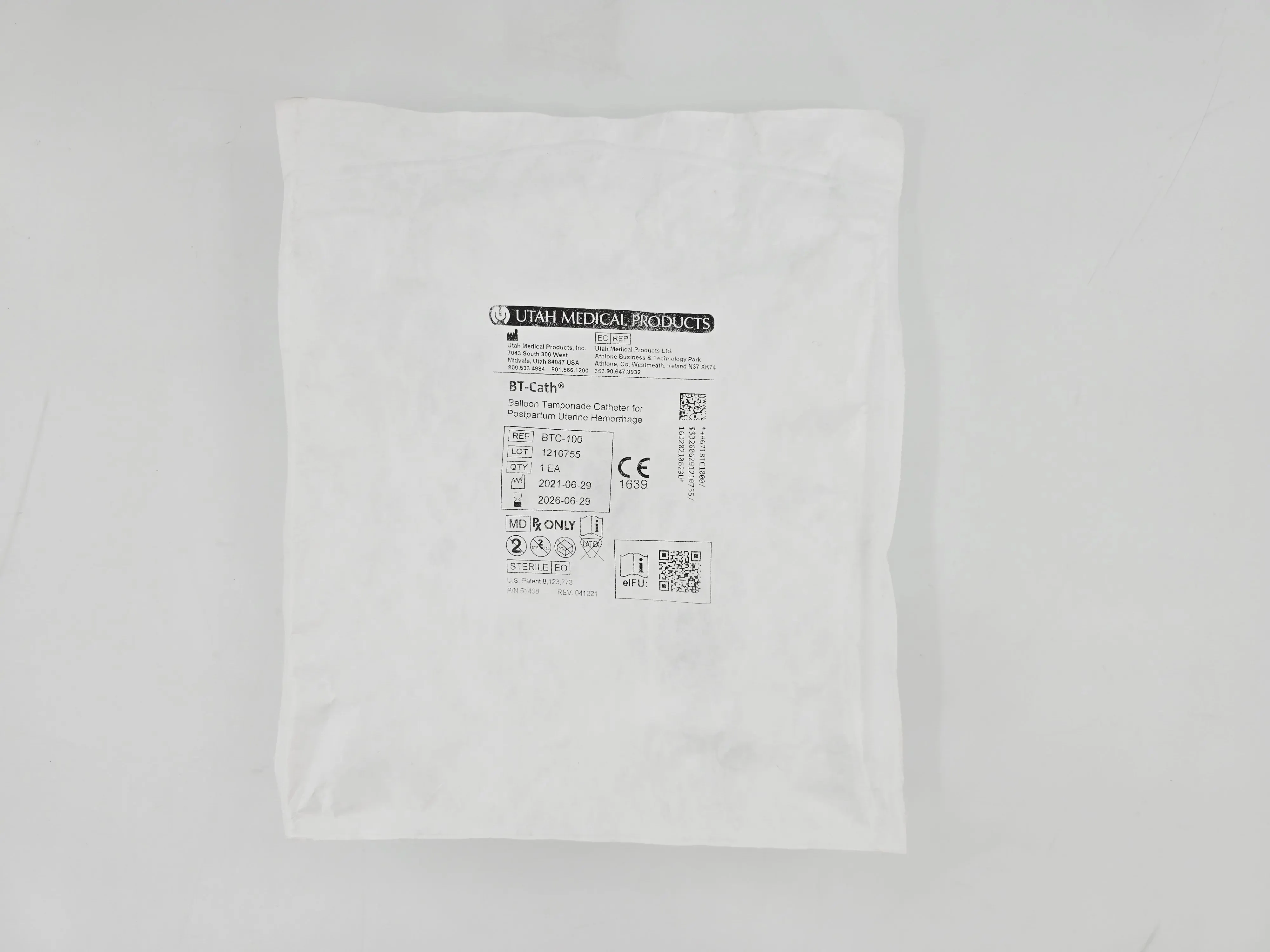 Utah Medical Products BTC-100 BT-Cath Balloon Tamponade Catheter for Postpartum Uterine Hemorrhage 1/EA - Image 2