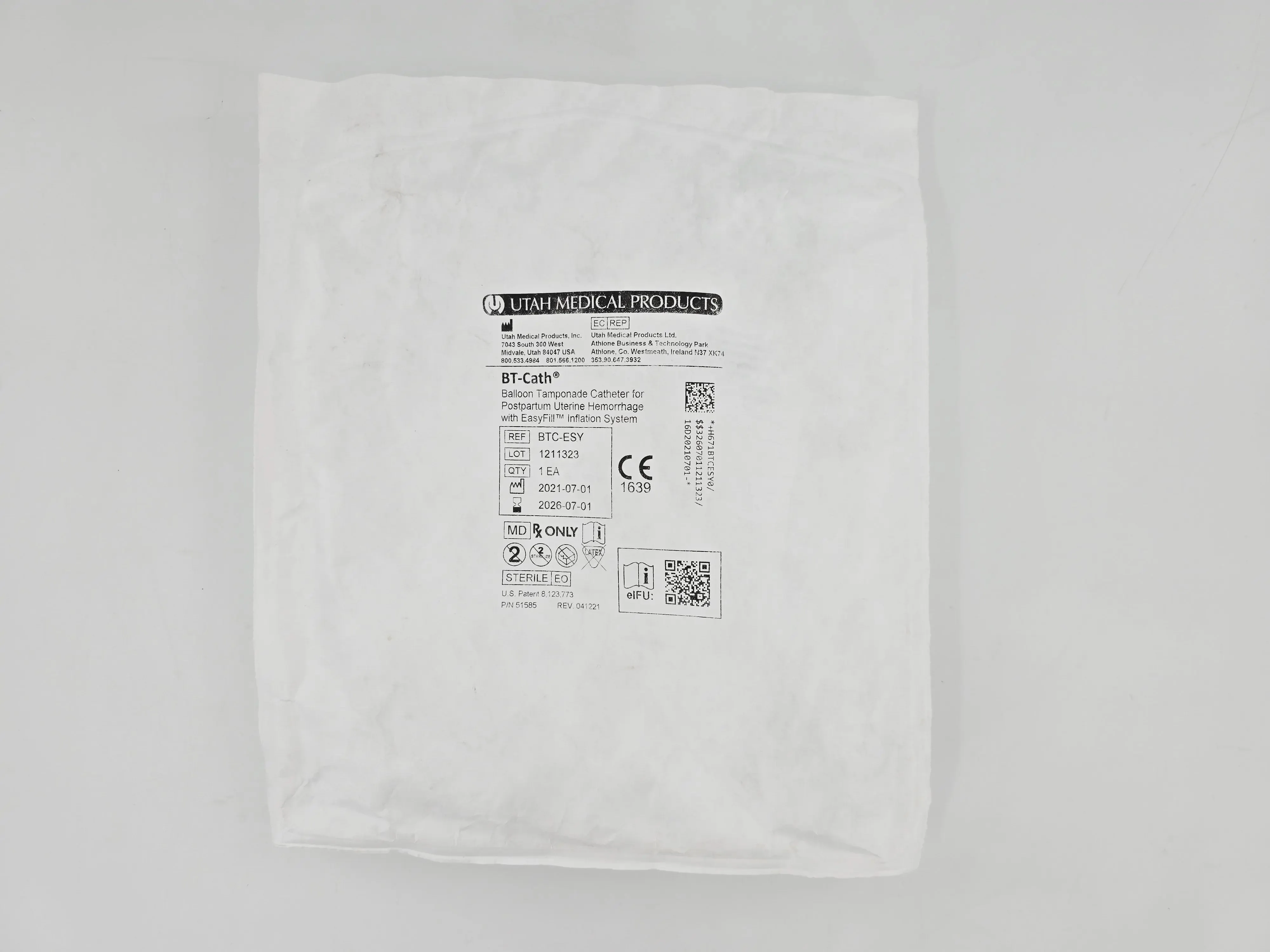 Utah Medical Products BTC-ESY BT-Cath Balloon Tamponade Catheter for Postpartum Uterine Hemorrhage w/ EasyFill Inflation System 1/EA - Image 2