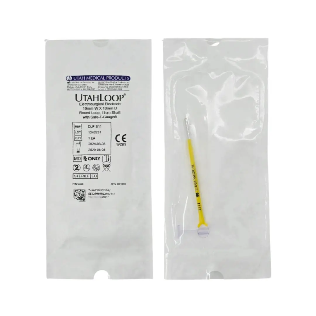 Utah Medical Products DLP-S11 Electrosurgical Electrode 10mm W x 10mm D Round Loop 11cm Shaft w/ Safe-T-Gauge 1/EA