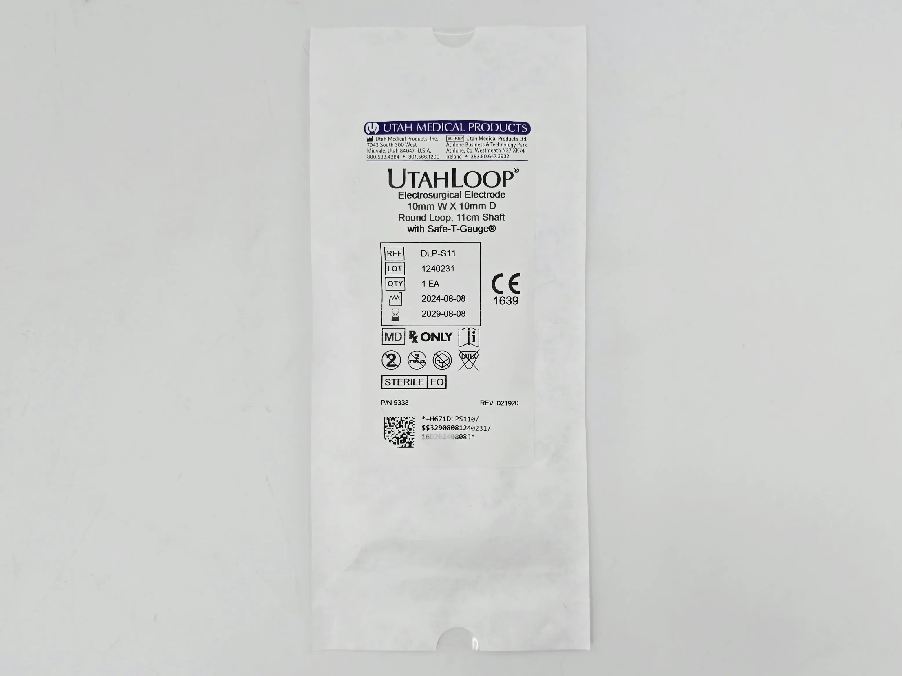Utah Medical Products DLP-S11 Electrosurgical Electrode 10mm W x 10mm D Round Loop 11cm Shaft w/ Safe-T-Gauge 1/EA - Image 2