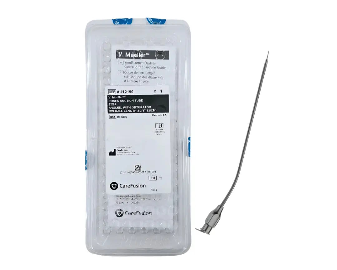 V. Mueller AU12190 Rosen Suction Tube 22Ga. Angled, w/ Obturator 3-3/8"