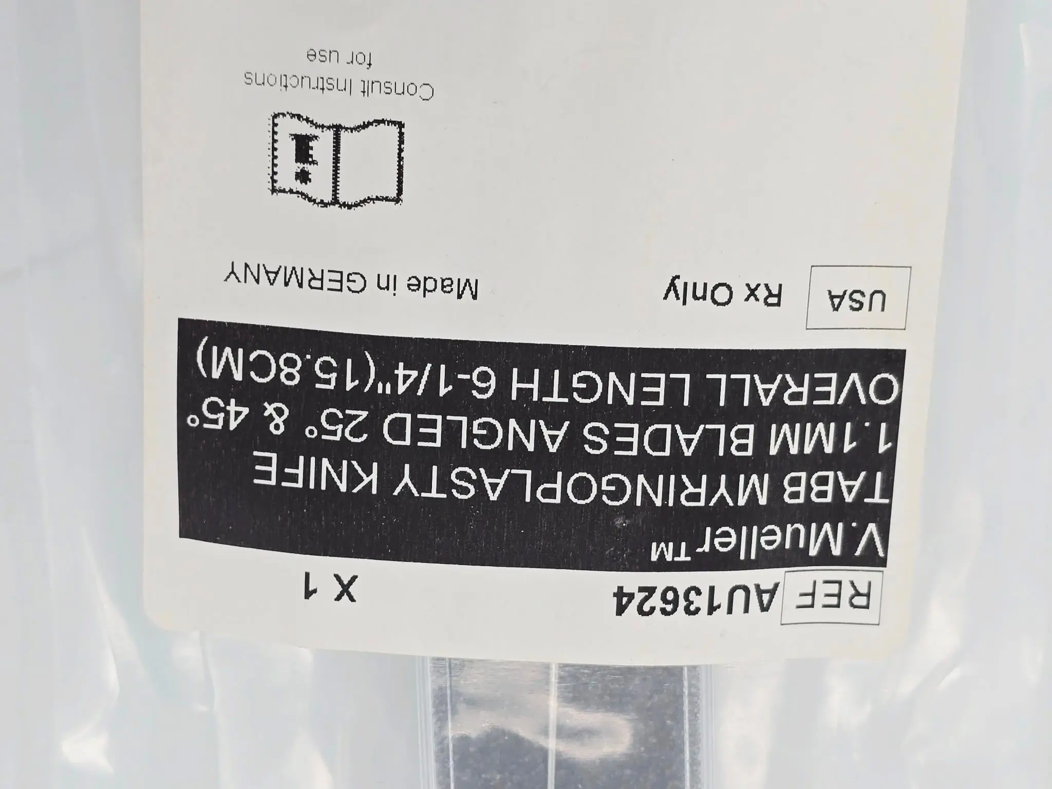 V. Mueller AU13624 Tabb Myringoplasty Knife 1.1mm Blades Angled 25 & 45 Degrees - Image 6