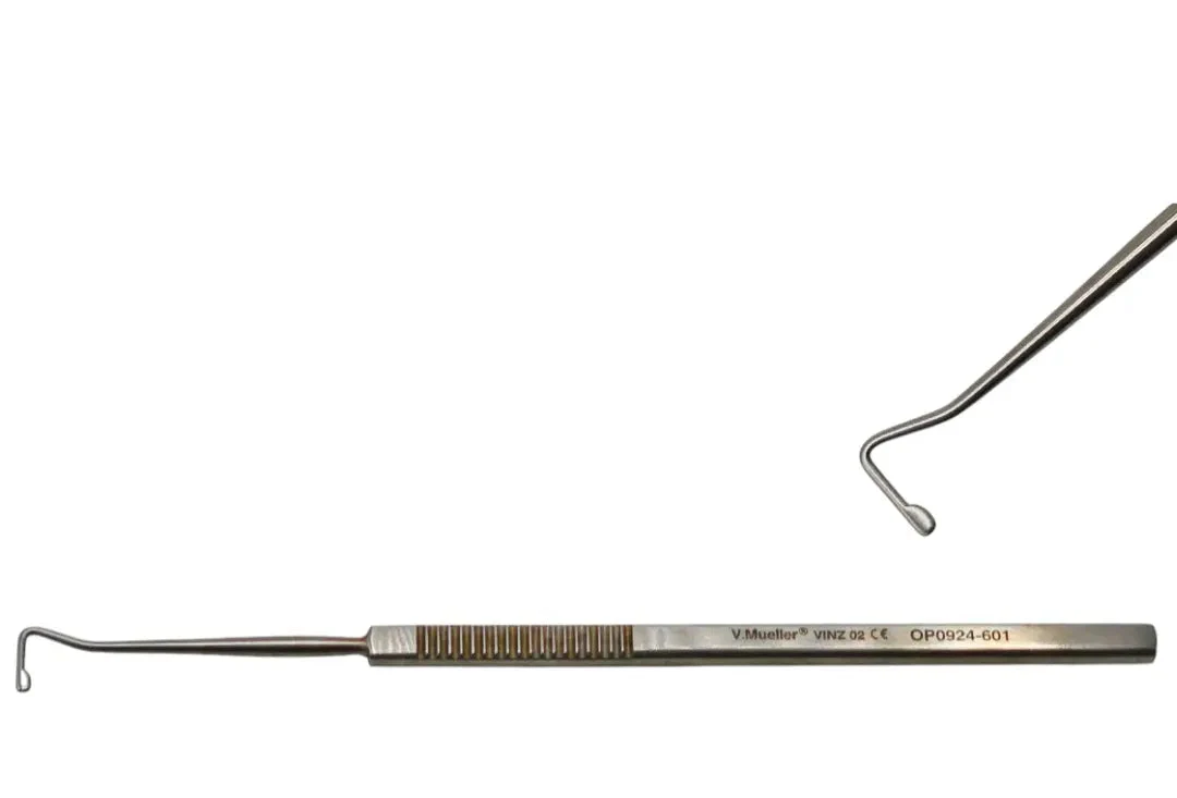 V. Mueller OP0924-601 Jameson Muscle Hook Small Bulbous Tip Ophthalmic Tool