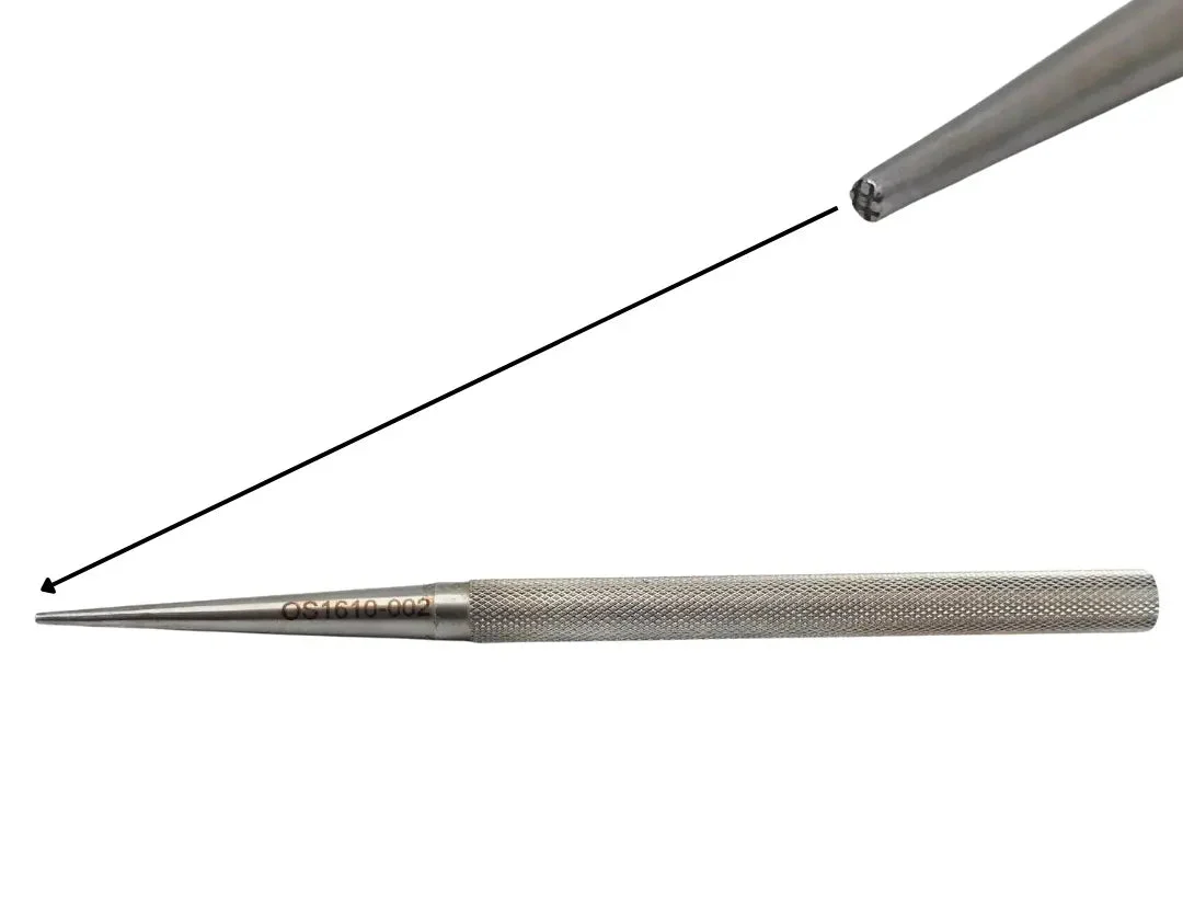 V. Mueller OS1610-002 Bone Tamp 2 mm Cross Serrated Tip 6.25 in