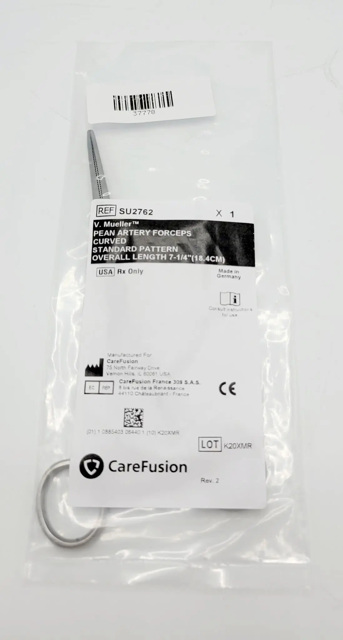 V. Mueller SU2762 Pean Artery Forceps Curved 7-1/4" - Image 2