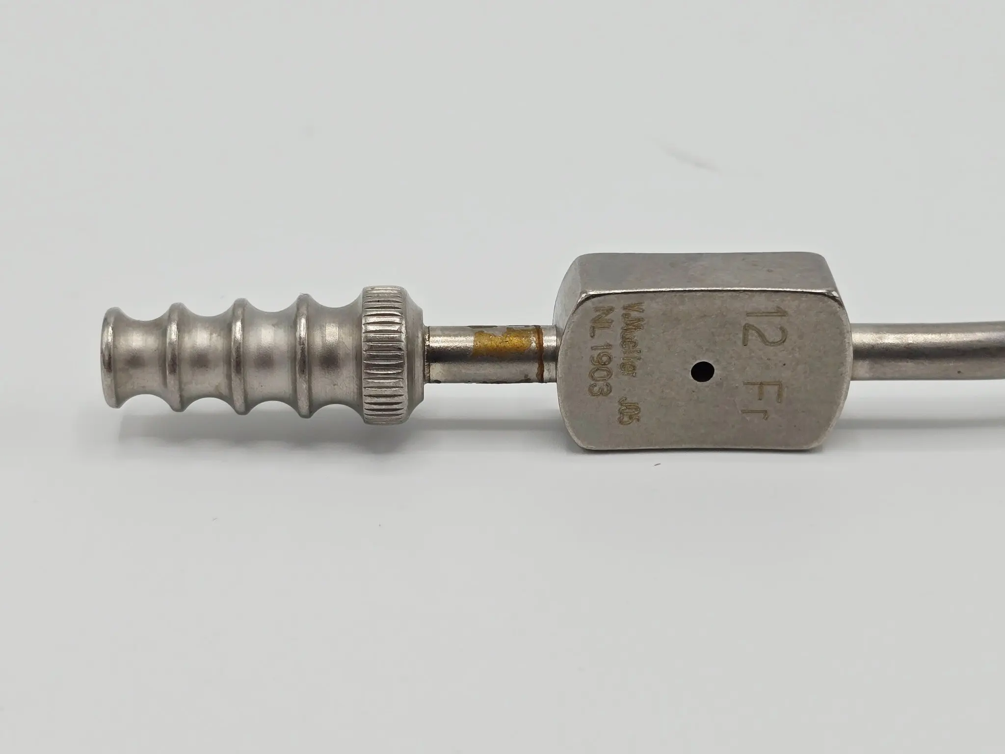 V. Mueller NL1903 Cannula Frazier Suction Tube 12 Fr Angled 3-7/8 Working Length - Image 3