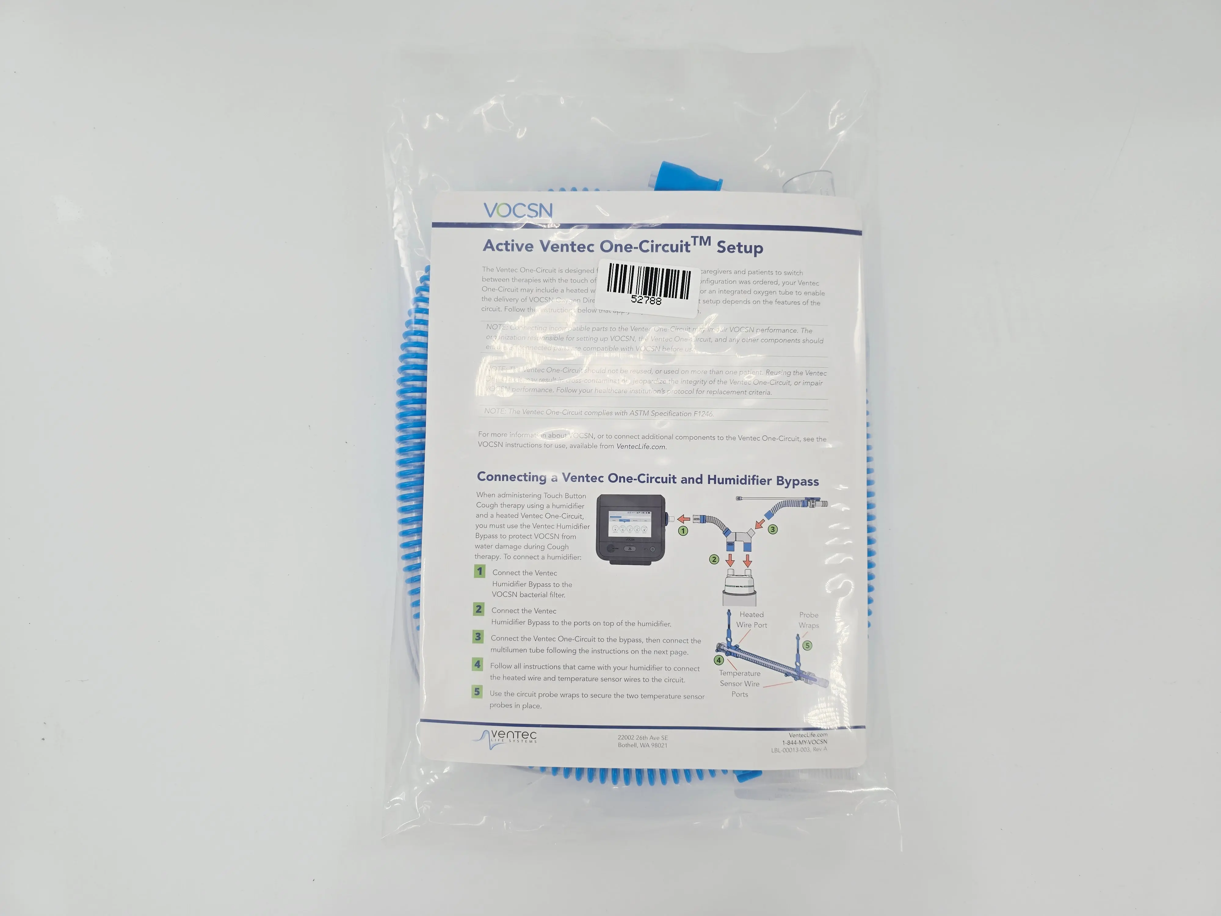 Ventec PRT-00794-001 VOCSN Patient Breathing Package Adult, Active, Oxygen, Blue 19mm x 6.4 ft. - Image 3