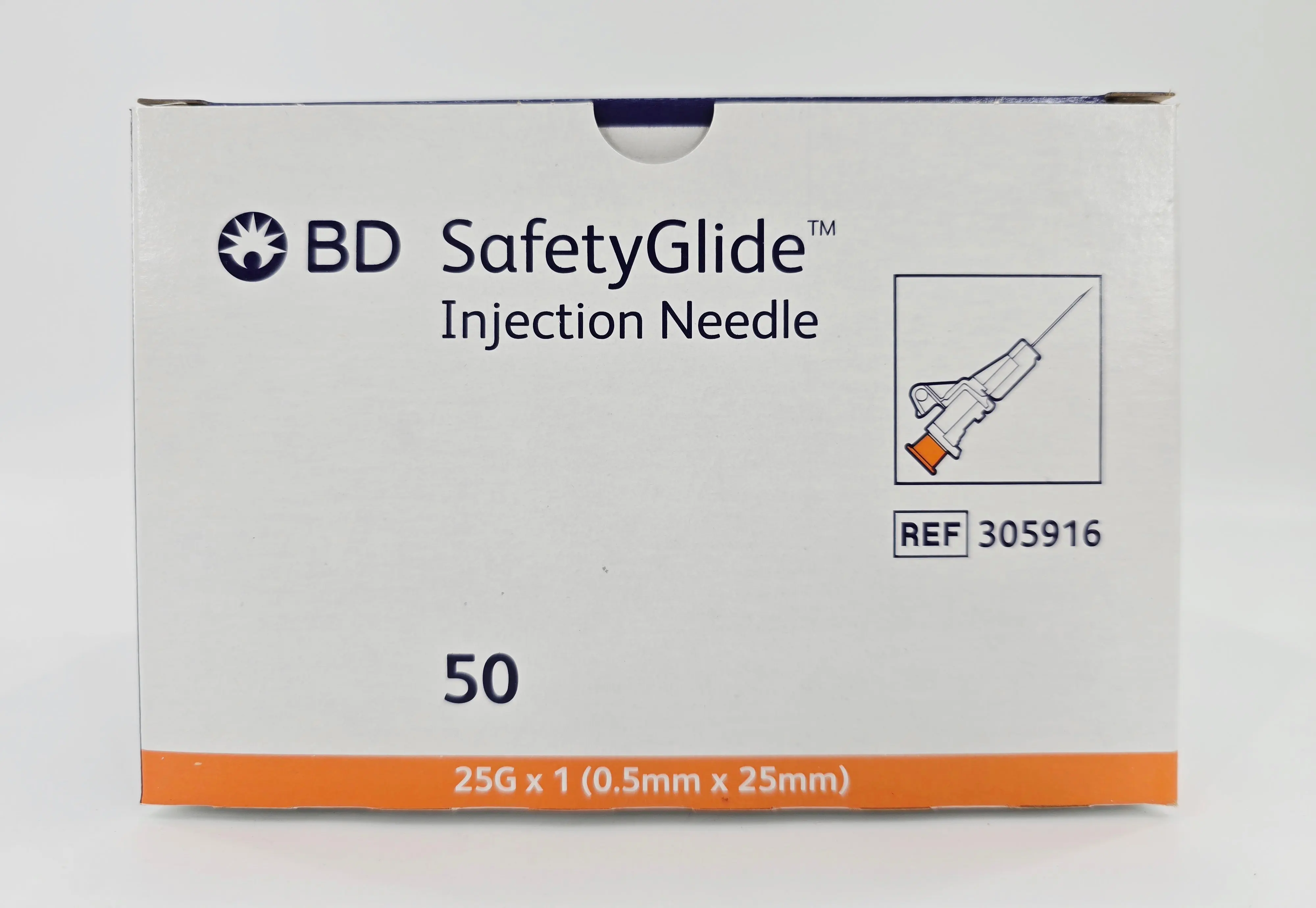 BD 305916 SafetyGlide Injection Needle 25G x 1" CS/500 (50/BX, 10BX/CS) - Image 2