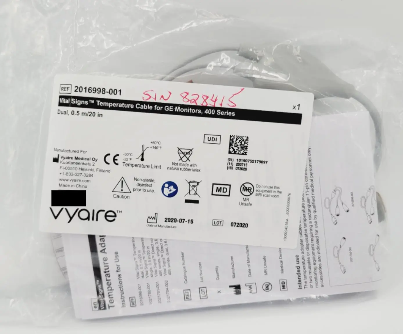 Vyaire 2016998-001 Vital Signs Temperature Cable for GE Monitors 400 Series - Image 2