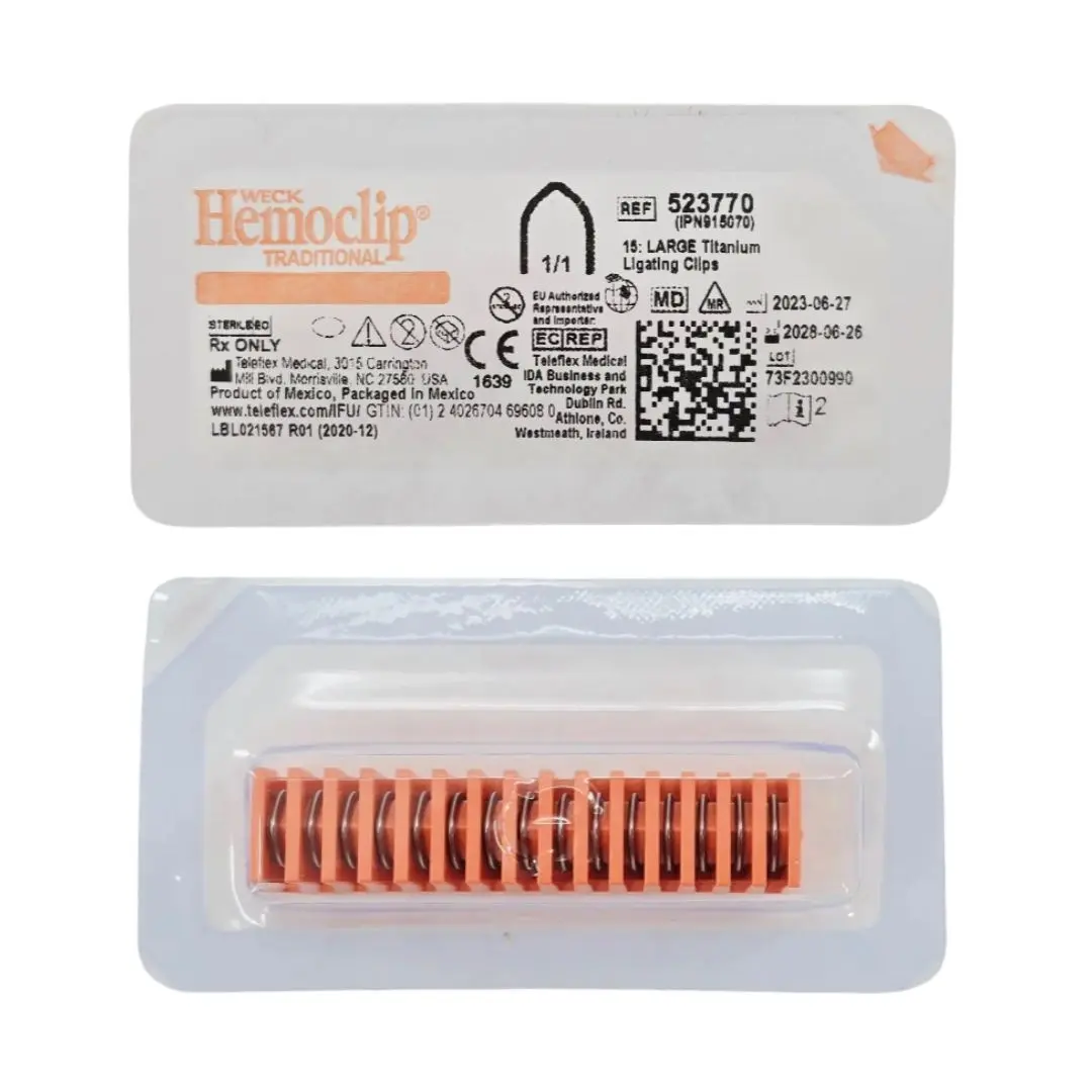 Weck 523770 Hemoclip Traditional Large Titanium Ligating Clips (15 Large Titanium Clips per Cartridge)