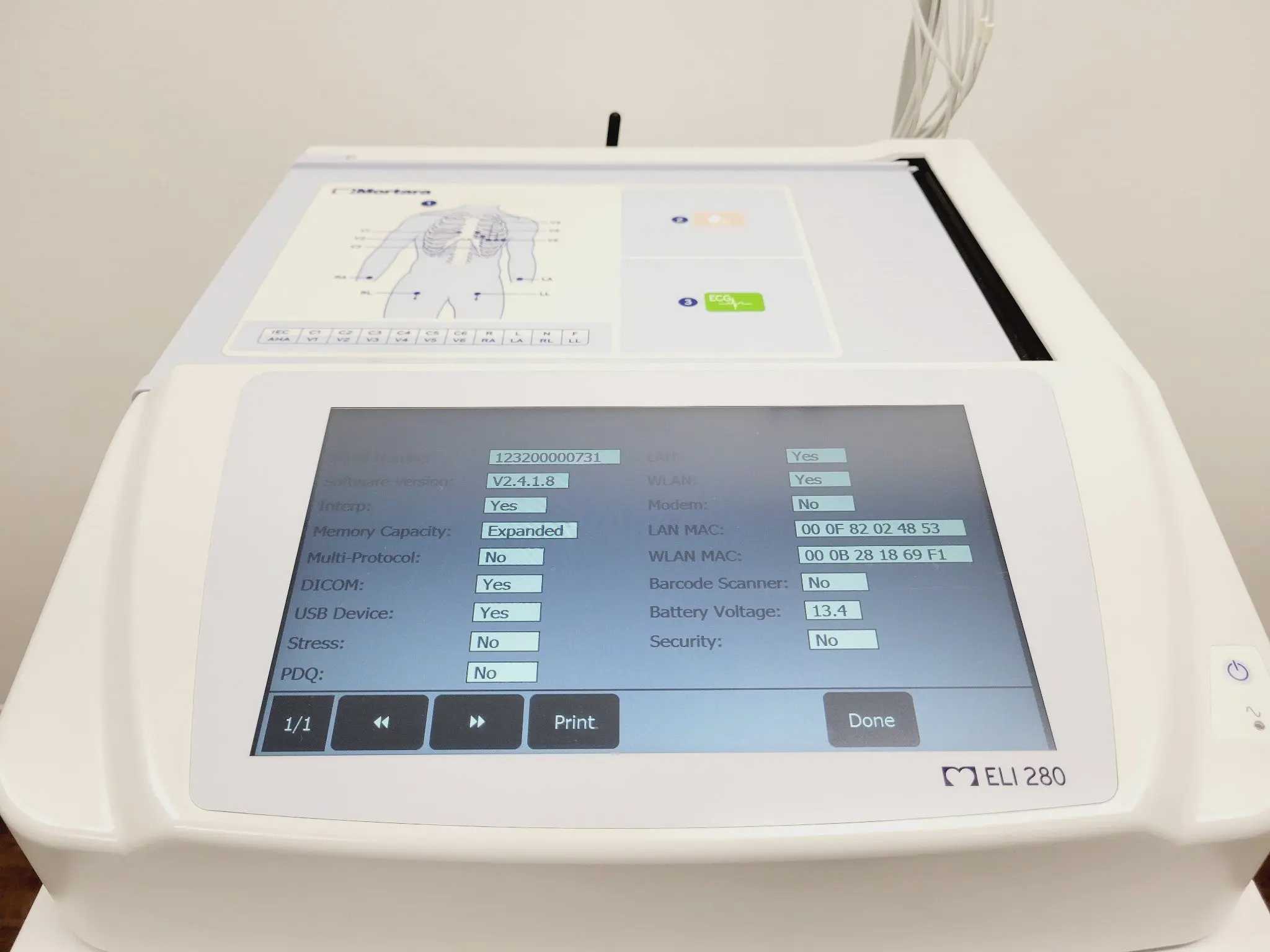 Welch Allyn ELi 280 12-Lead Multi-Channel Electrocardiograph & Cart Ver 2.4.1.8 Reconditioned - Image 3