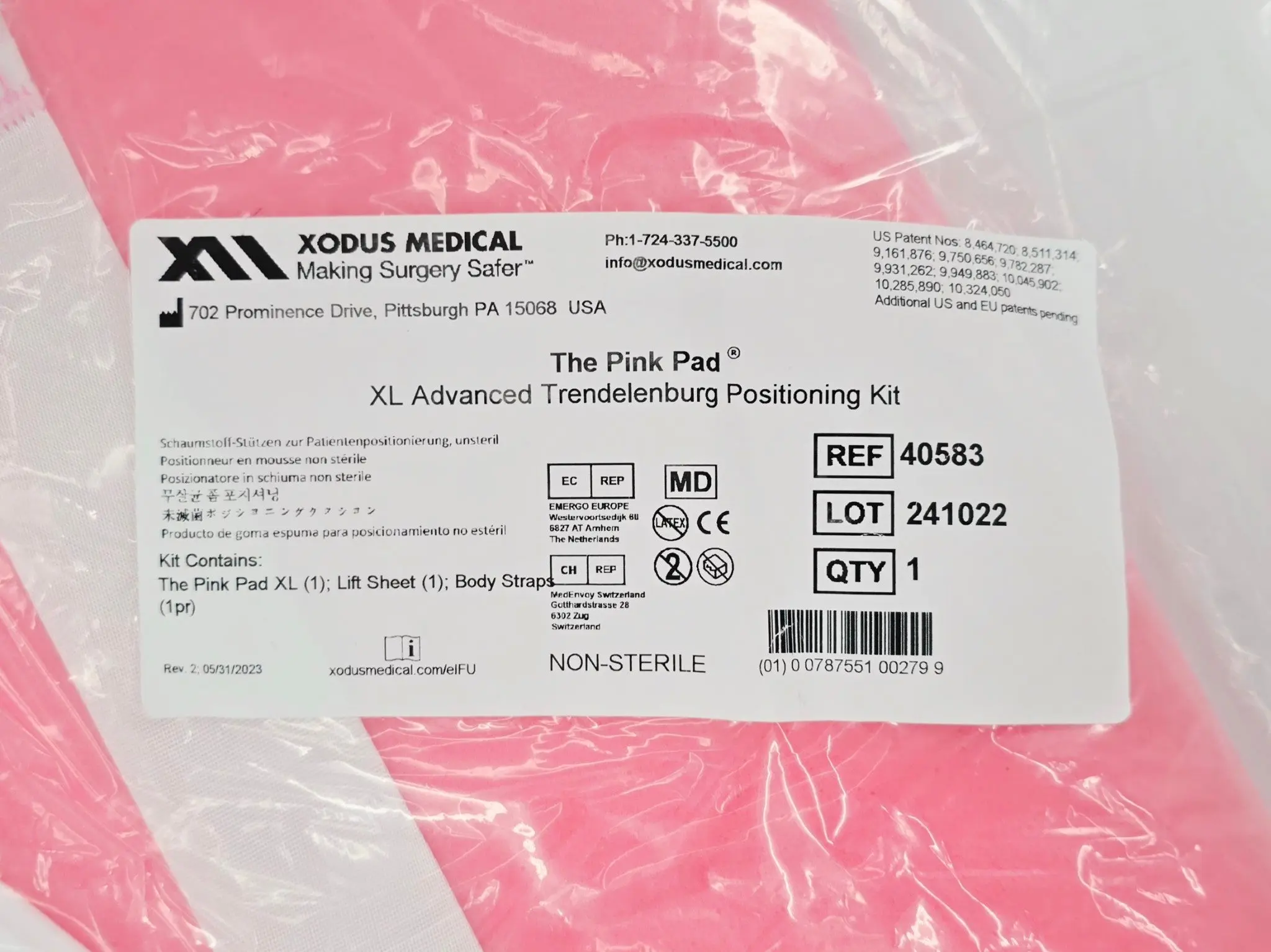 Xodus Medical 40583 The Pink Pad XL Advanced Trendelenburg Positioning Kit 1/EA - Image 3