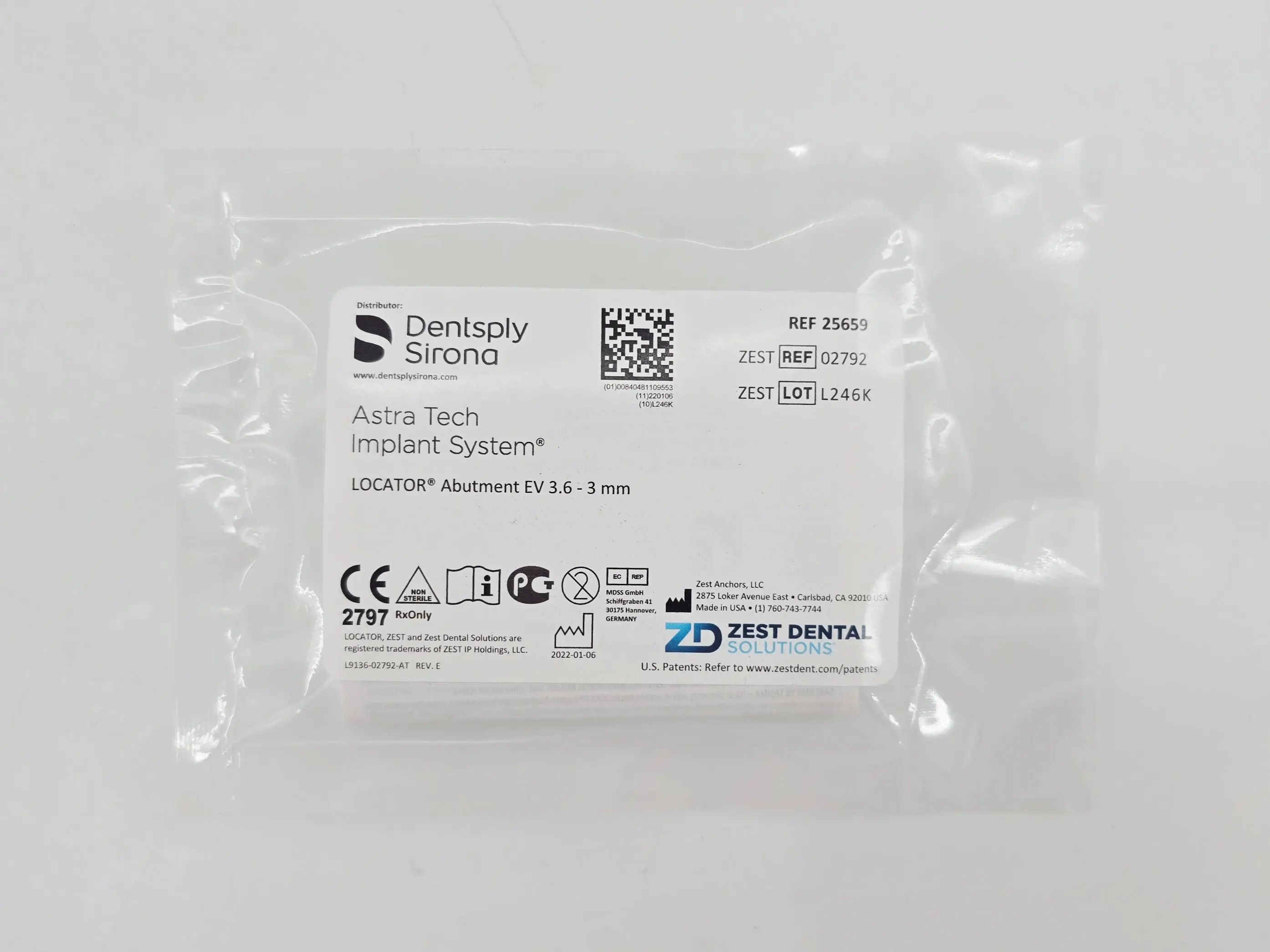 Zest Anchors 02792 LOCATOR Abutement EV 3.6 3mm Dentsply Sirona Astra Tech Implant System - Image 2