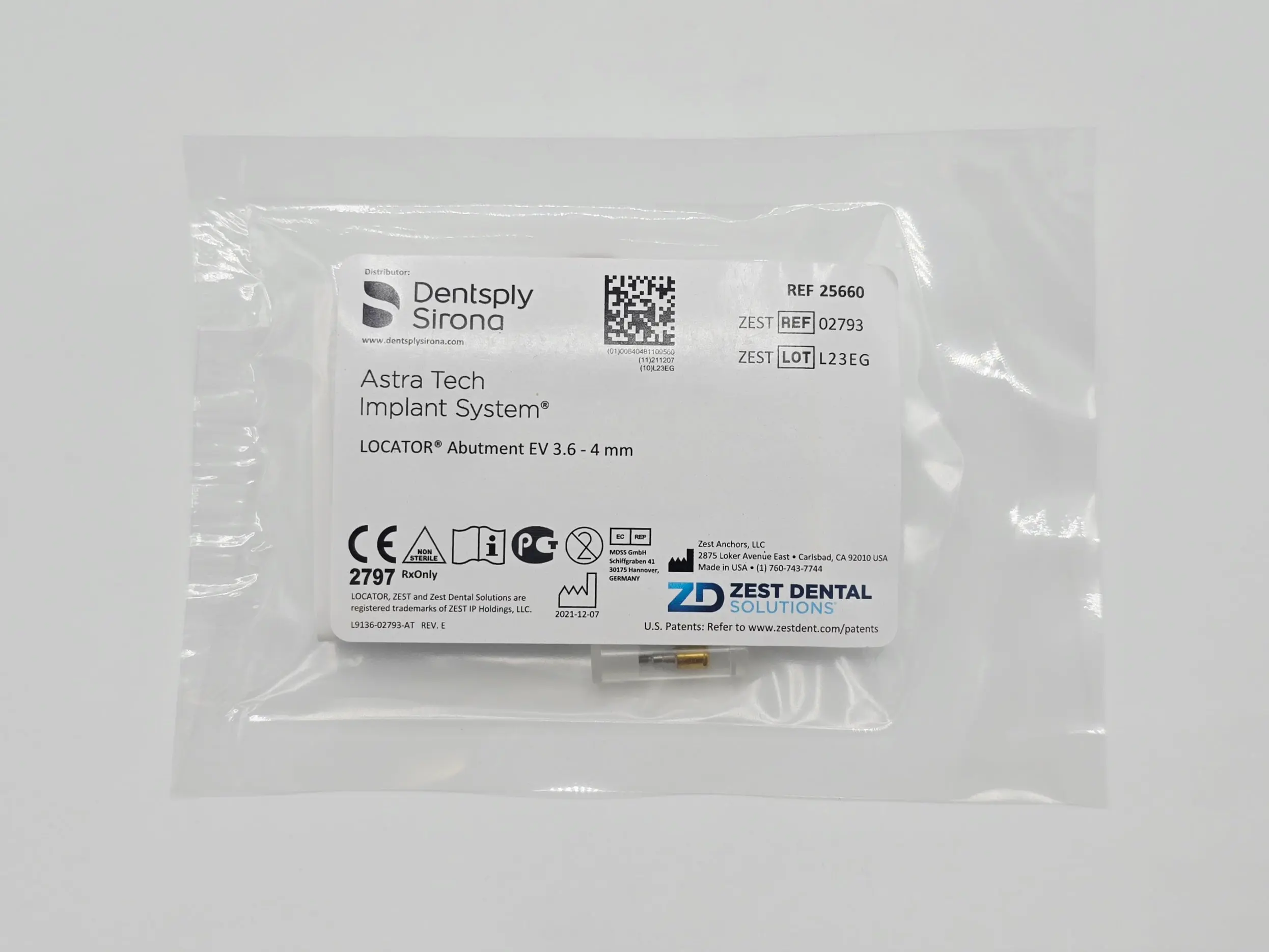 Zest Anchors 02793 LOCATOR Abutment EV 3.6 - 4mm Dentsply Sirona Astra Tech Implant System - Image 2