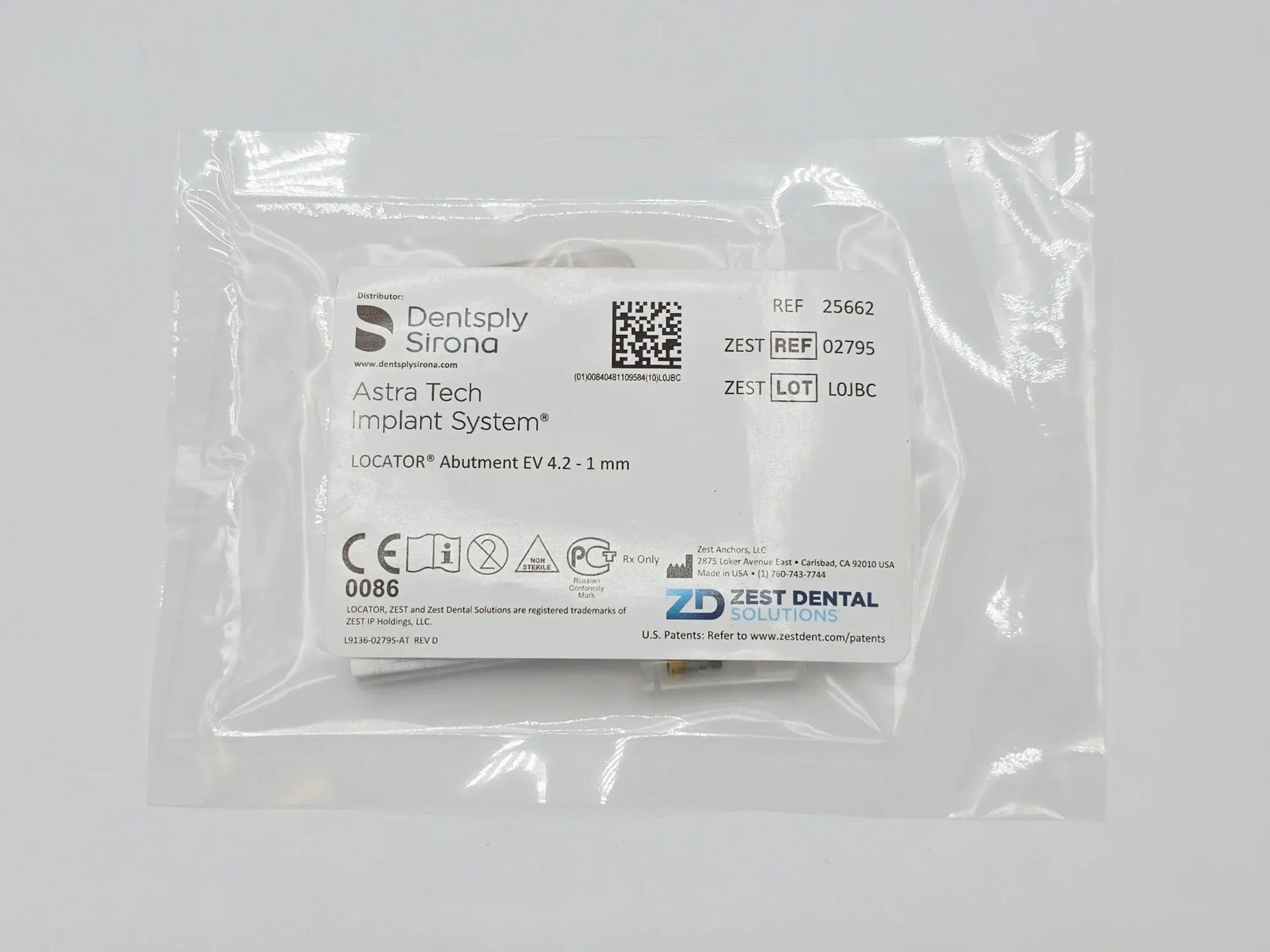 Zest Anchors 02795 LOCATOR Abutment EV 4.2 - 1mm Dentsply Sirona Astra Tech Implant System - Image 2