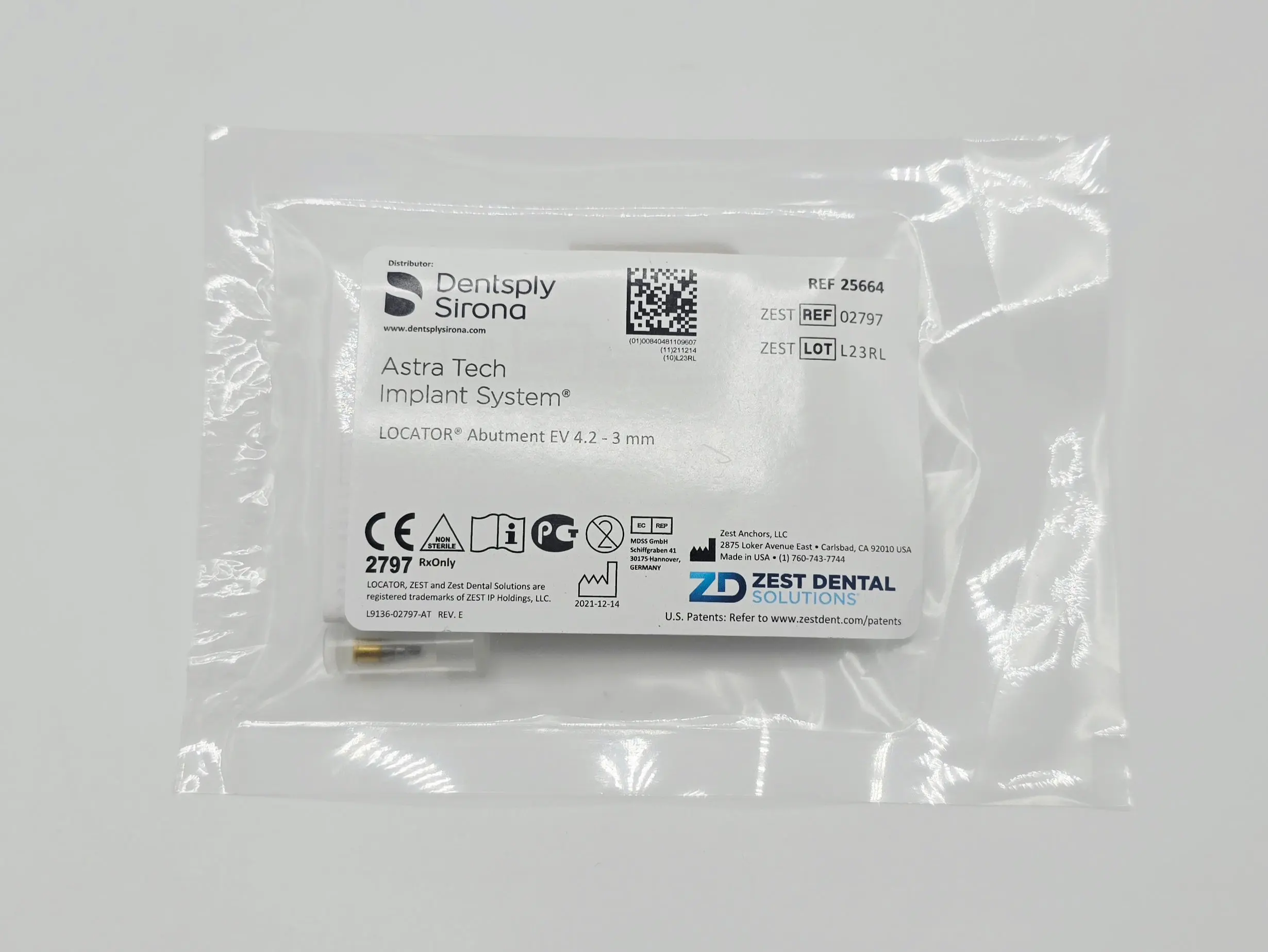 Zest Anchors 02797 LOCATOR Abutment EV 4.2 - 3mm Dentsply Sirona Astra Tech Implant System - Image 2