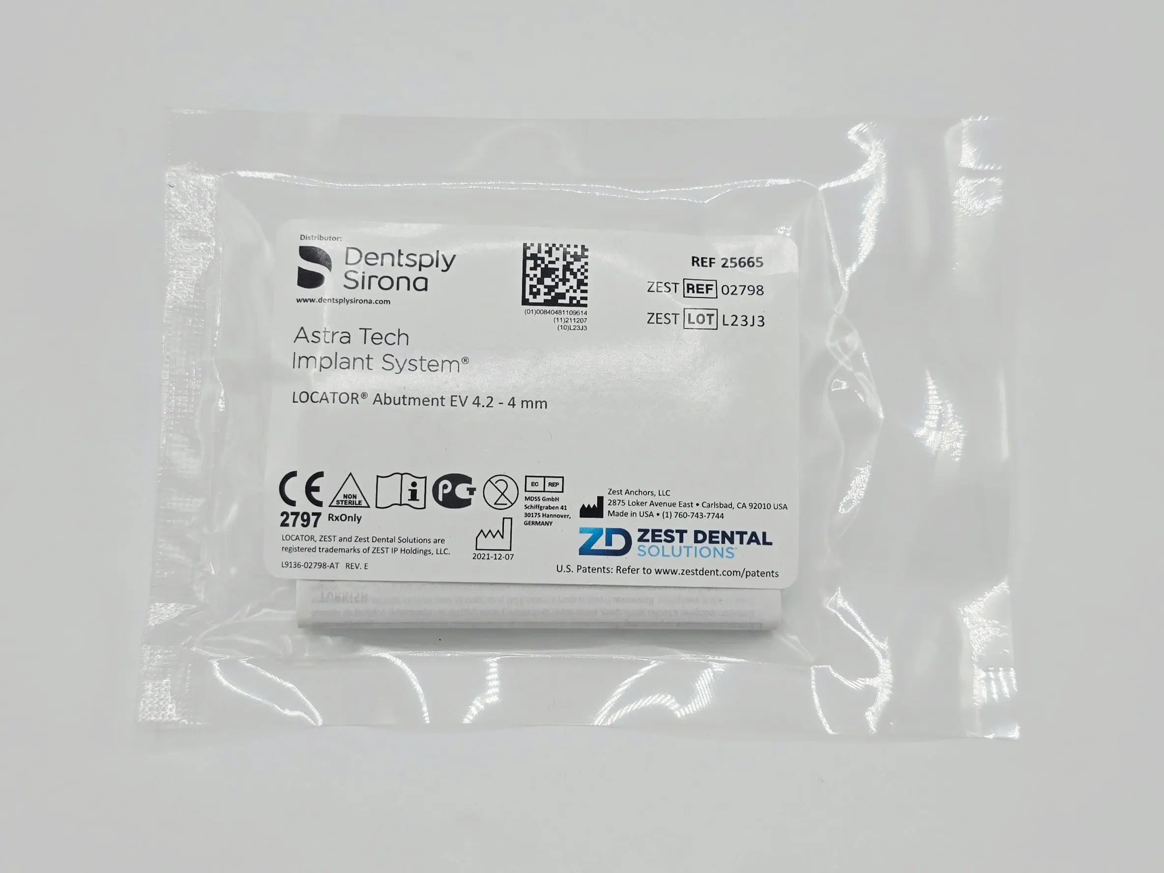 Zest Anchors 02798 LOCATOR Abutment EV 4.2 - 4mm Dentsply Sirona Astra Tech Implant System - Image 2