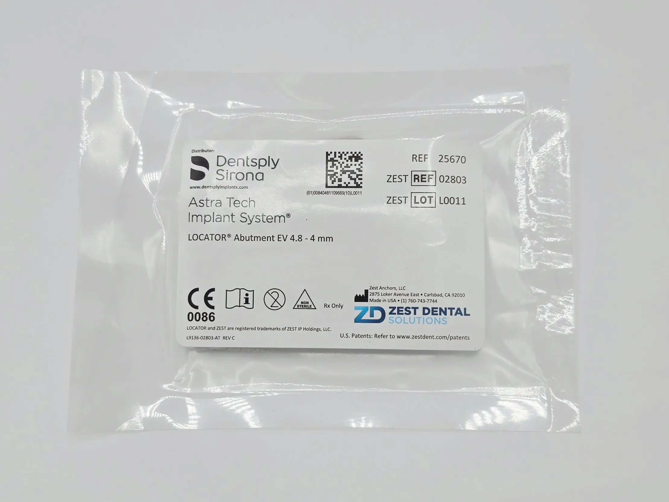 Zest Anchors 02803 LOCATOR Abutment EV 4.8 - 4mm Dentsply Sirona Astra Tech Implant System - Image 2