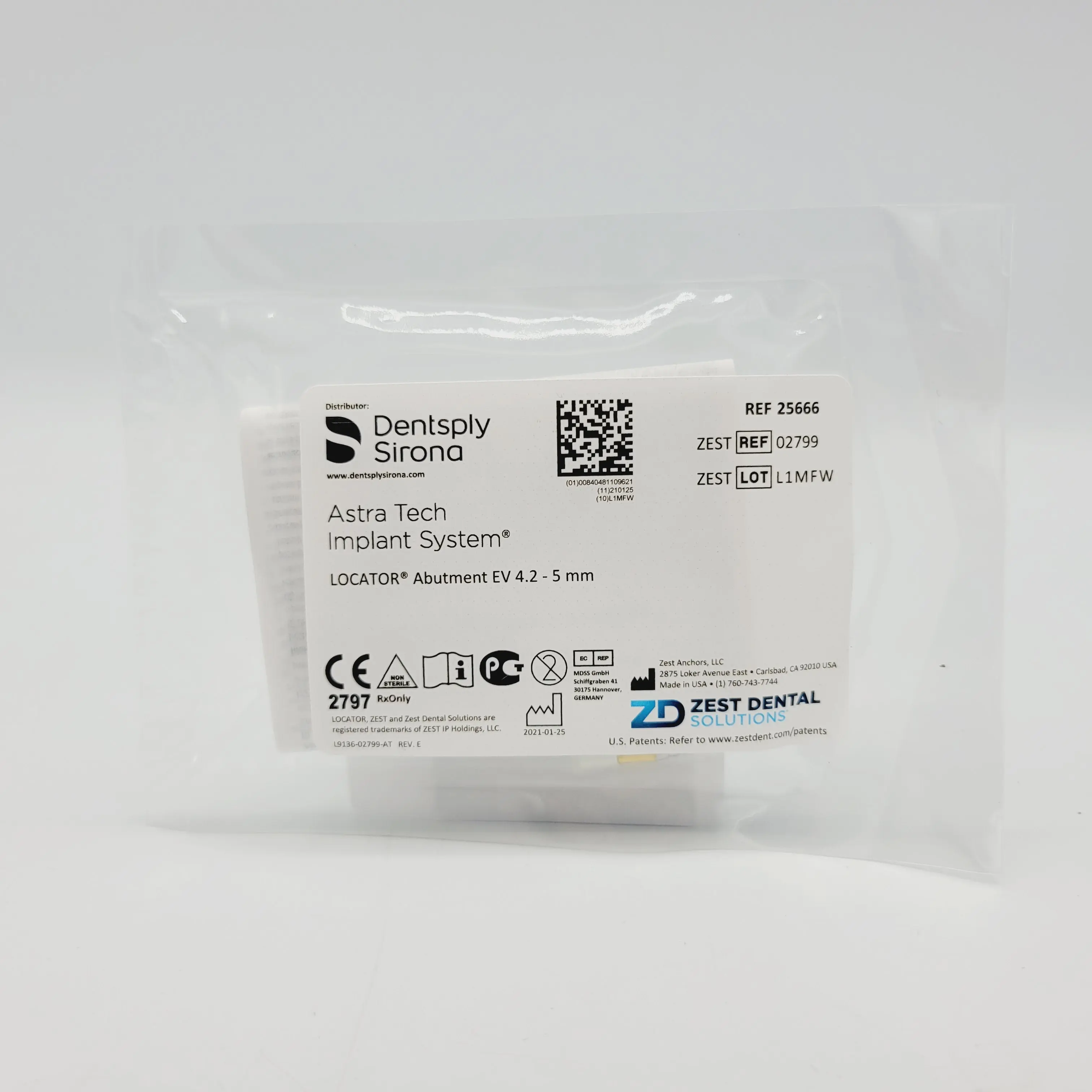 Zest Anchors 02799 Locator Abutment For Ev 4.2 X 5.0mm, Astra Tech - Image 2
