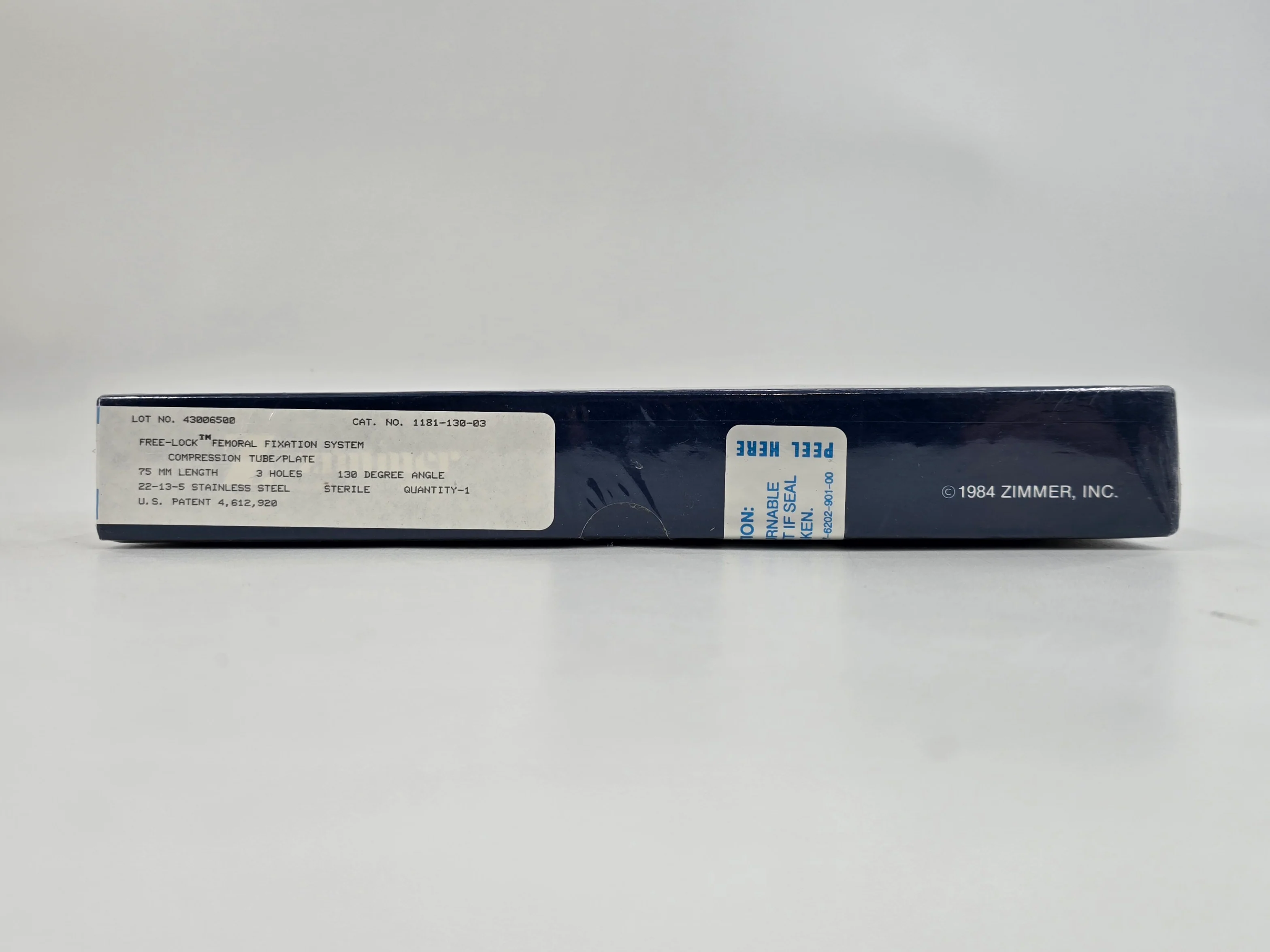 Zimmer Biomet 1181-130-03 Free-Lock Femoral Fixation System Compression Tube/Plate 130° 3 Holes 75mm Length BX/1 - Image 2
