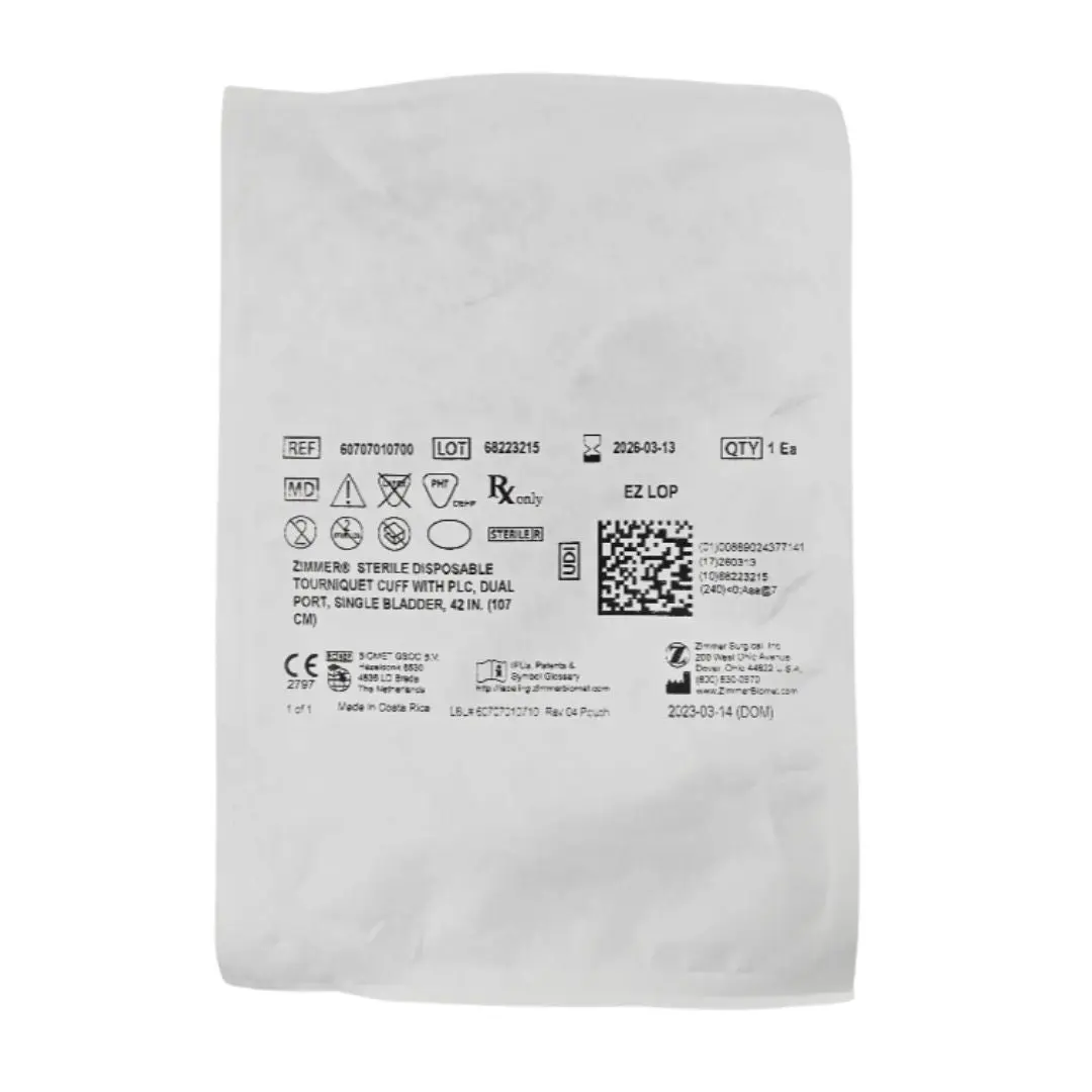 Zimmer 60707010400 Sterile Disposable Tourniquet Cuff Dual Port Single Bladder 24" 1/EA