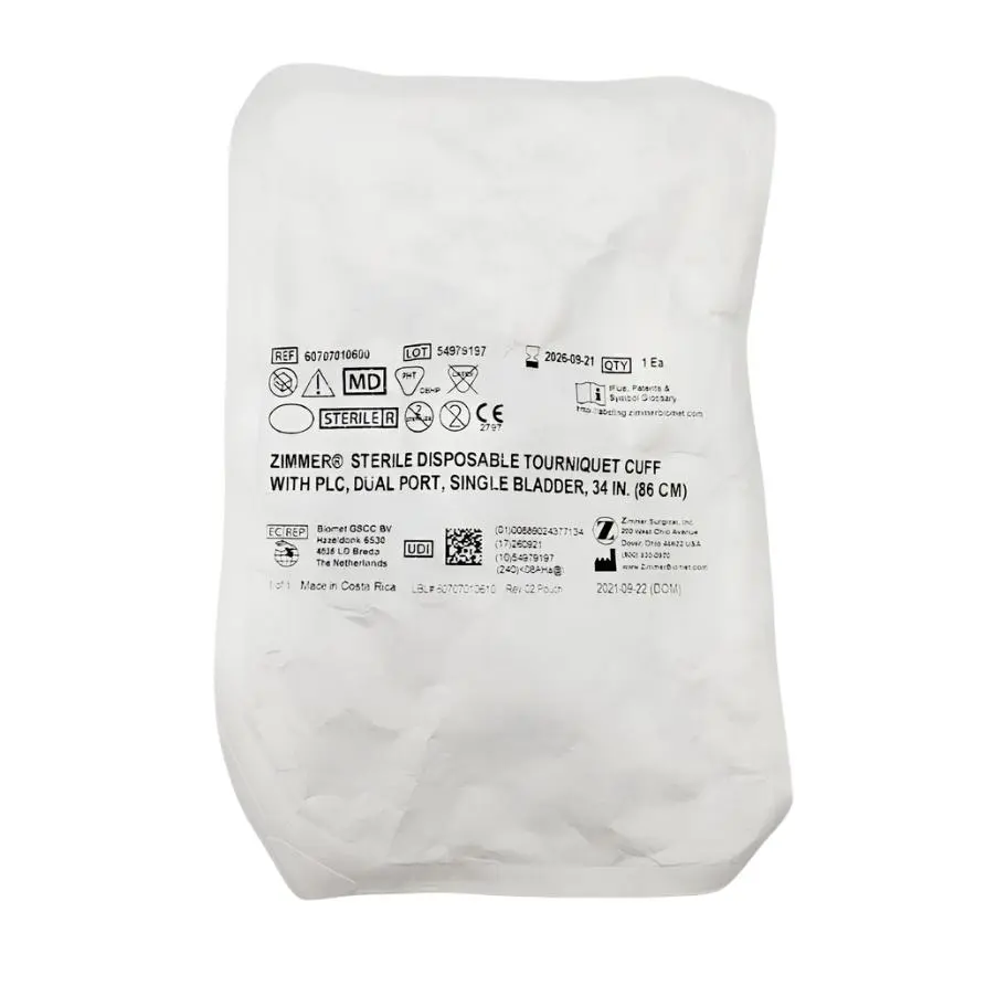 Zimmer 60707010600 Disposable Tourniquet Cuff, Dual Port, Single Bladder 34"