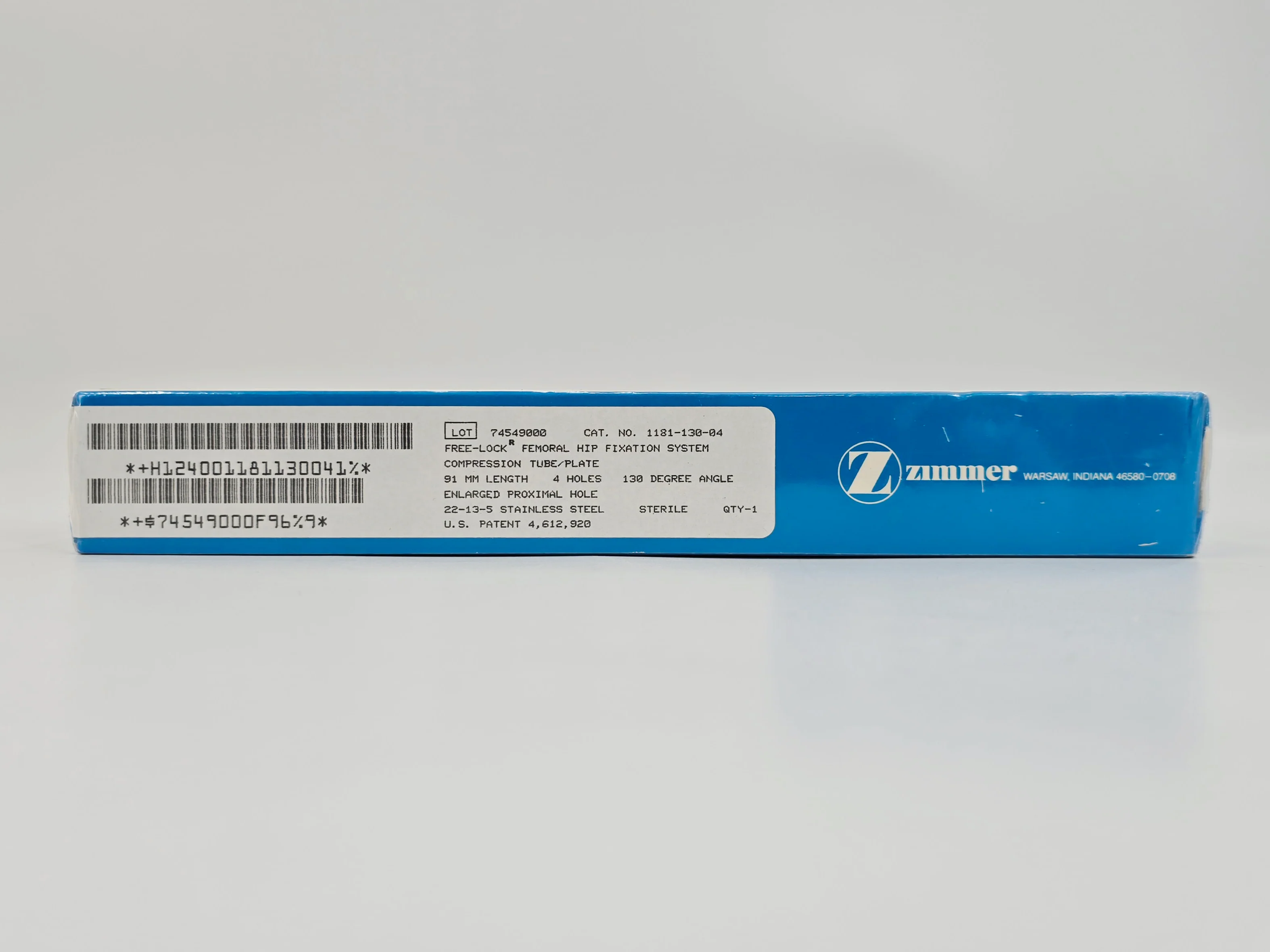 Zimmer Biomet 1181-130-04 Free-Lock Femoral Fixation System Compression Tube/Plate 130° 4 Holes 91mm Length BX/1 - Image 2