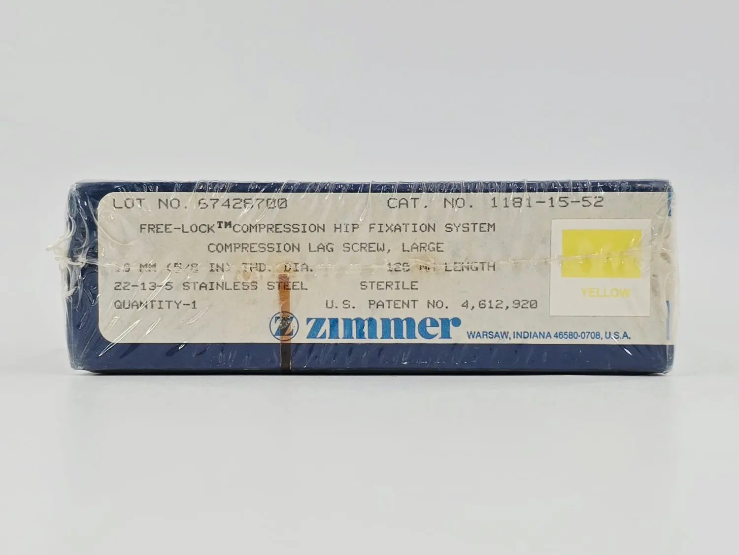 Zimmer Biomet 1181-15-52 Free-Lock Femoral Fixation System Compression Lag Screw Large 16mm 120mm Length BX/1 - Image 2