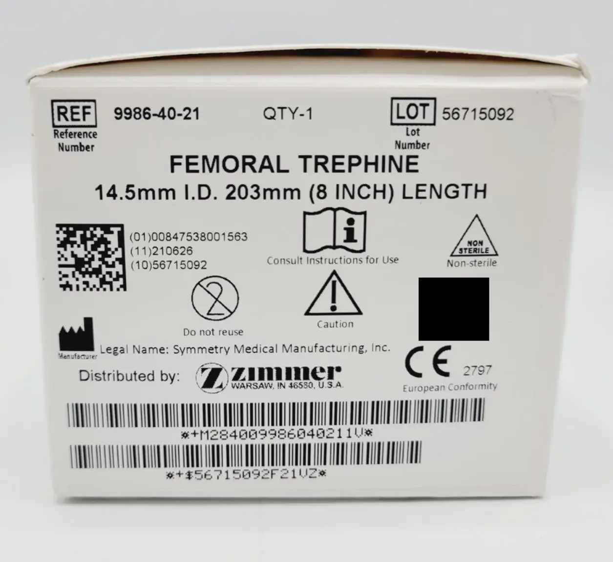 Zimmer Tecomet 9986-40-21 Femoral Trephine 14.5mm 203mm Length - Image 3